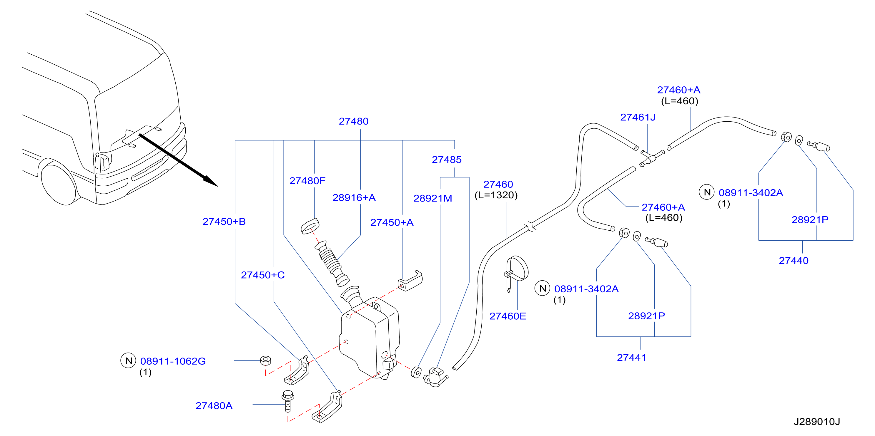Windshield Washer Front Piping
