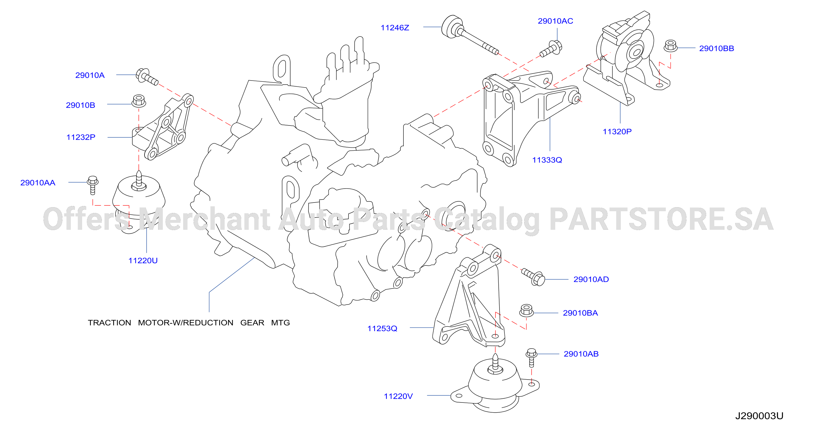 Electric Vehicle Drive System Traction Motor W / Reduction Gear Mtg