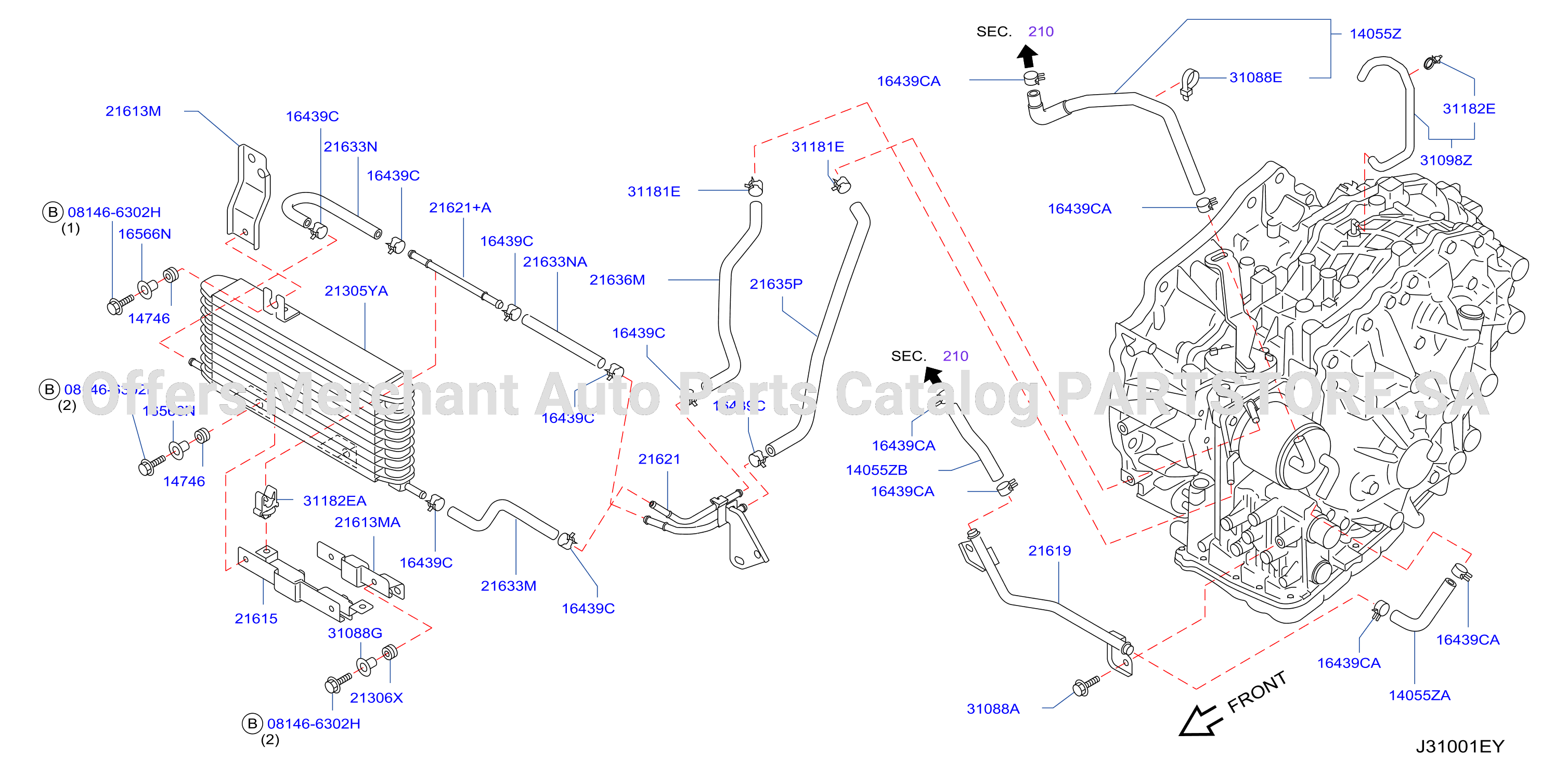 Auto Transmission Transaxle Fitting Oil Cooler Tube Parts W / O Thermo