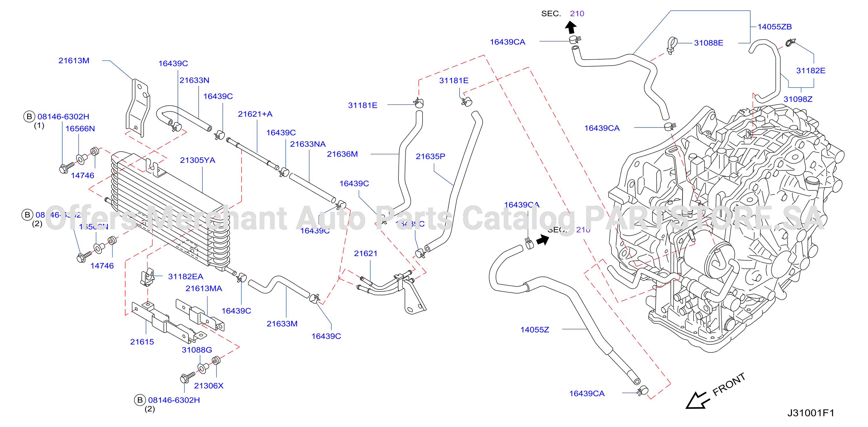 Auto Transmission Transaxle Fitting Oil Cooler Tube Parts