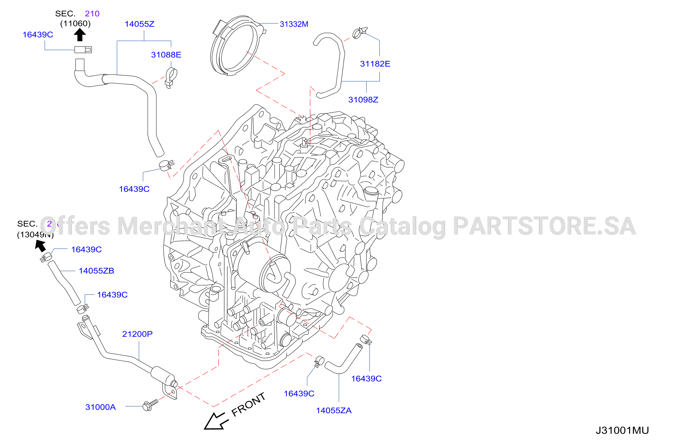 Auto Transmission Transaxle Fitting Oil Cooler Tube Parts