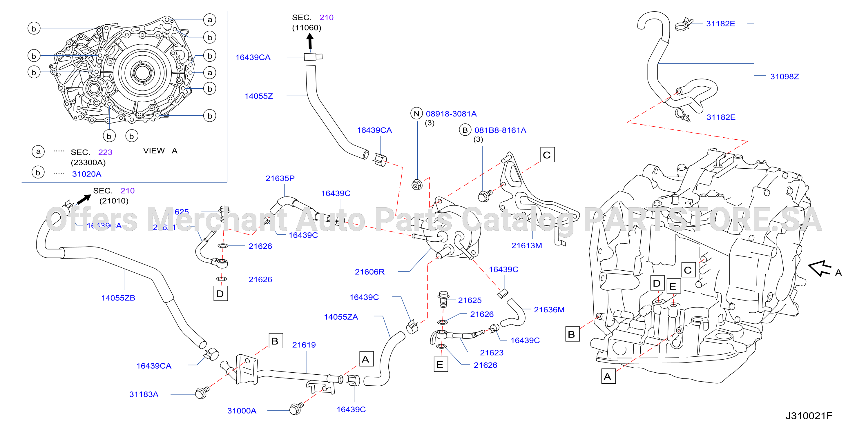 Auto Transmission Transaxle Fitting Oil Cooler Tube Parts