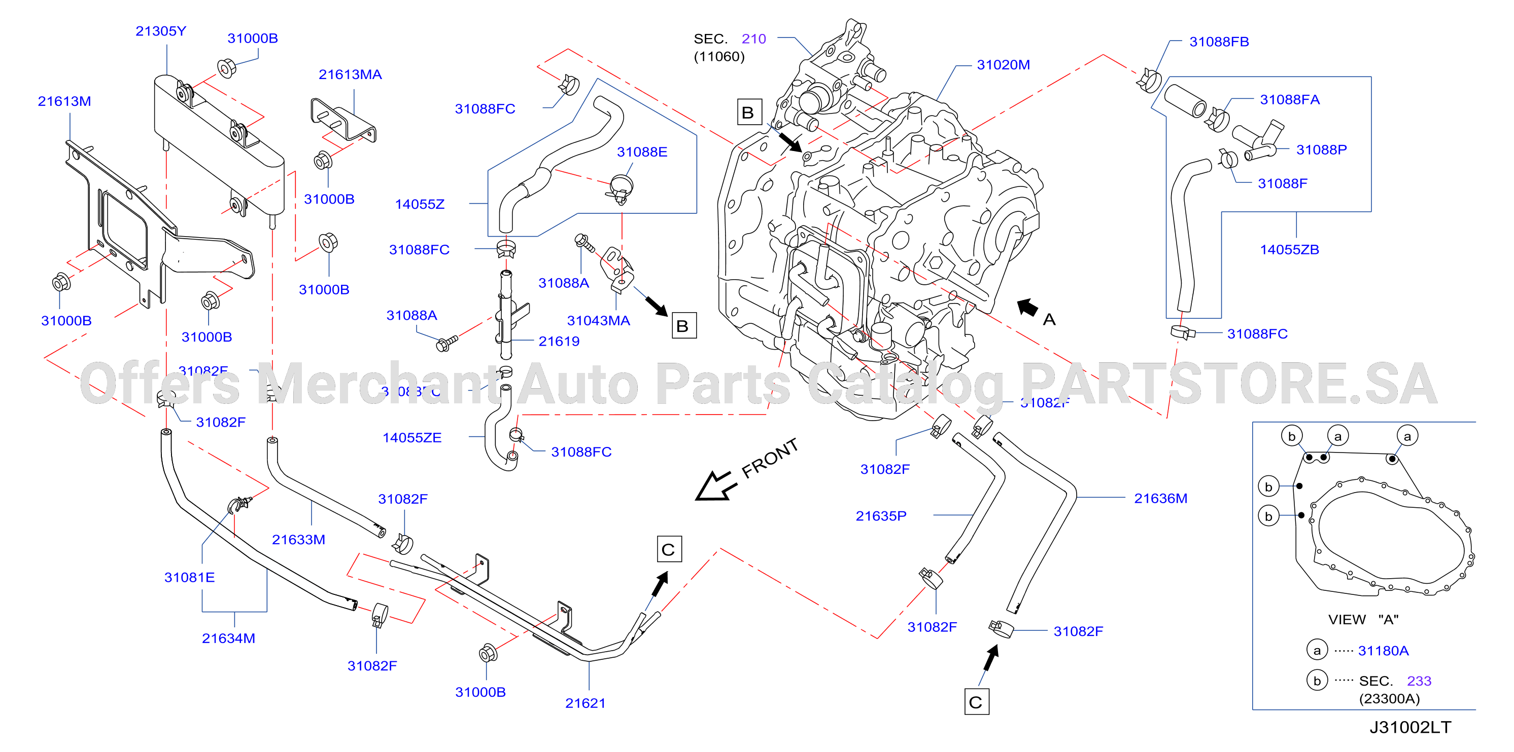 Auto Transmission Transaxle Fitting Oil Cooler Tube Parts