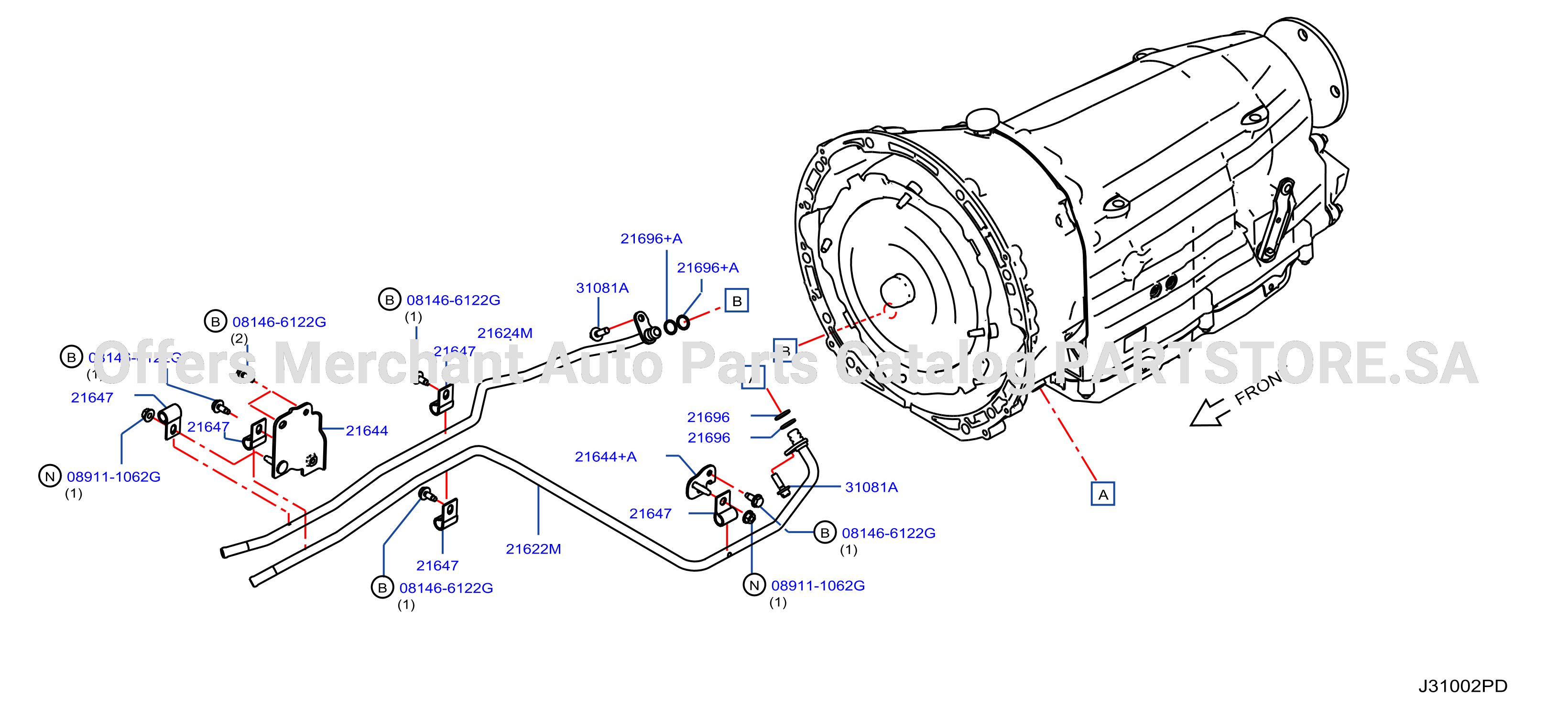 Auto Transmission Transaxle Fitting Oil Cooler Tube Parts