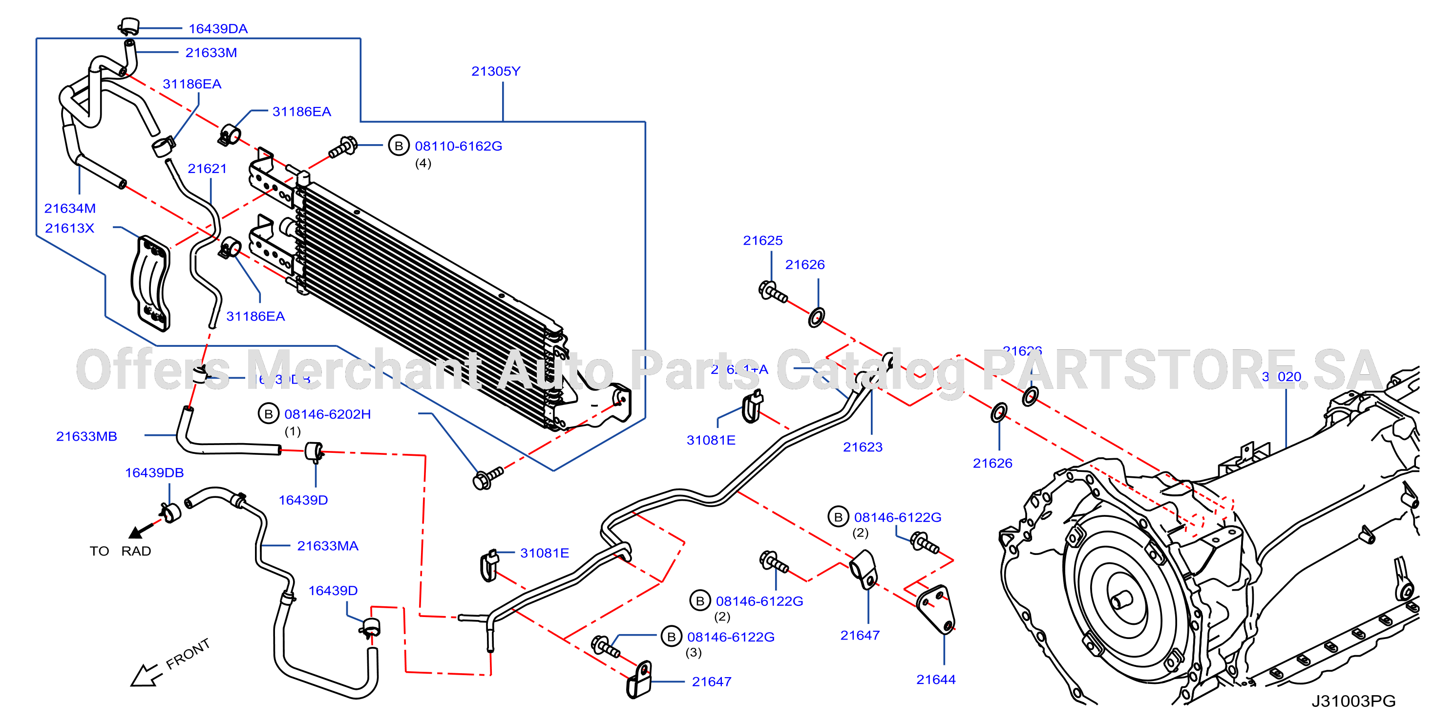 Auto Transmission Transaxle Fitting Oil Cooler Tube Parts