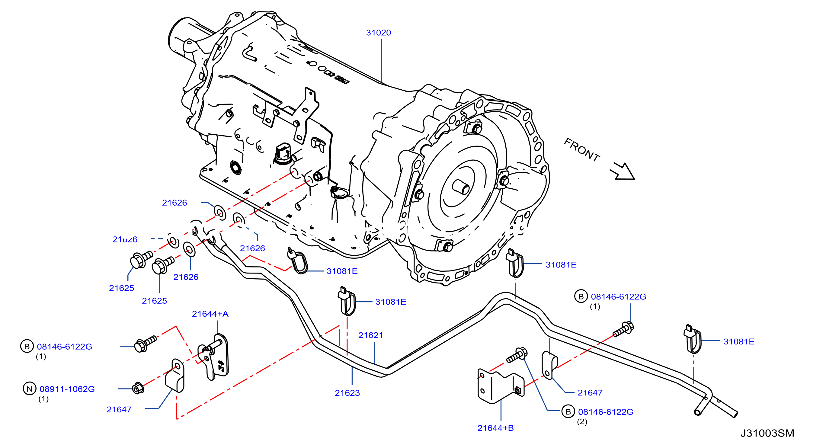 Auto Transmission Transaxle Fitting Oil Cooler Tube Parts