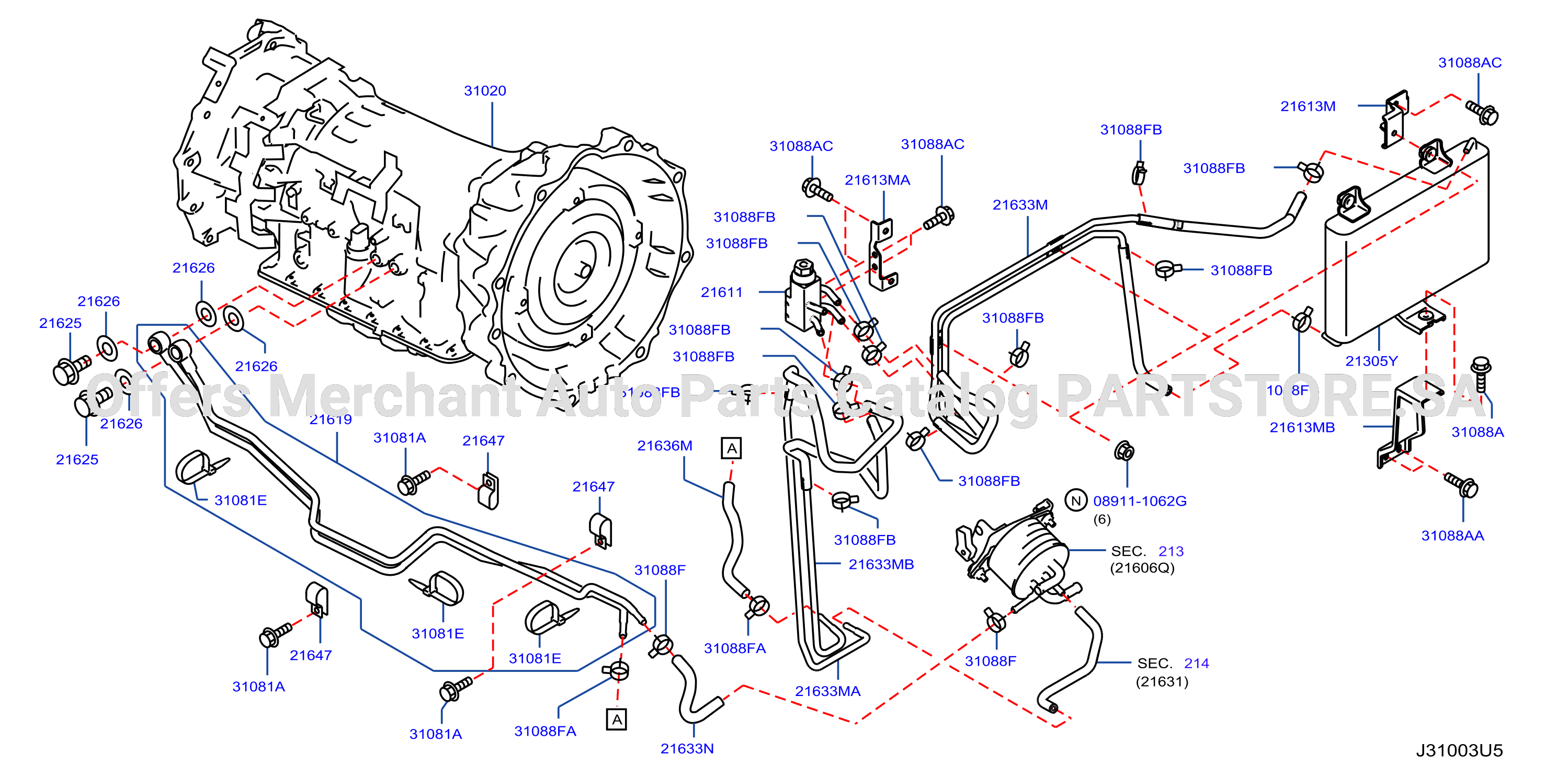 Auto Transmission Transaxle Fitting Oil Cooler Tube Parts