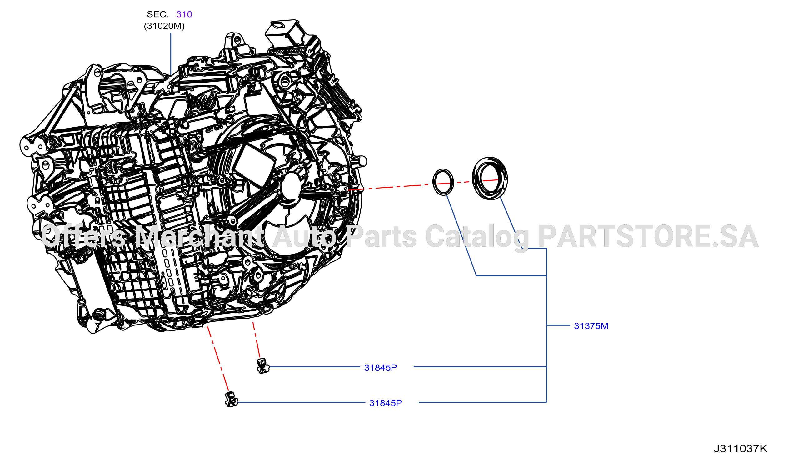 Torque Converter Housing Case Output Shaft Seal Kit Rear