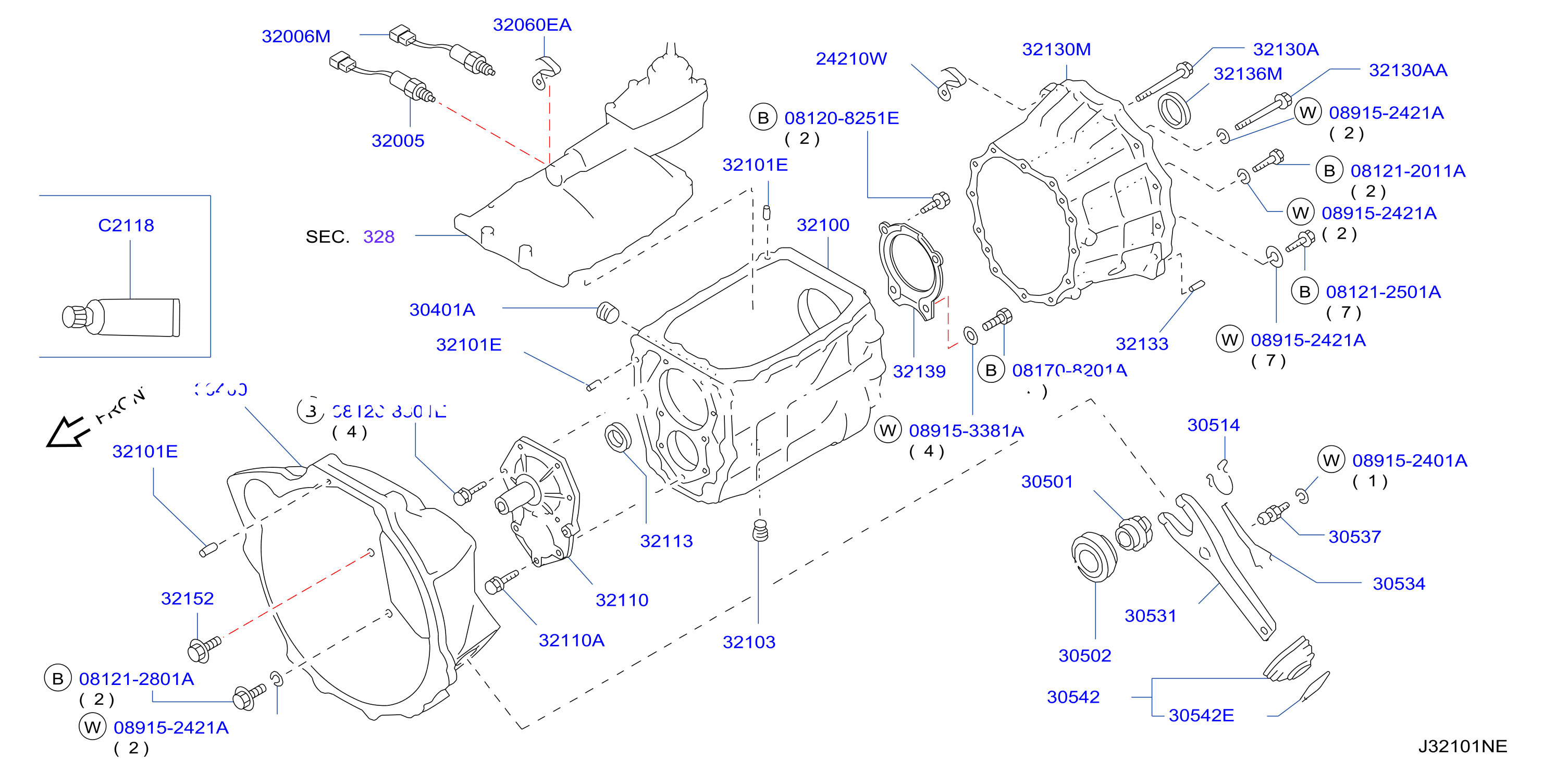 هيكل القير مع كلتش
