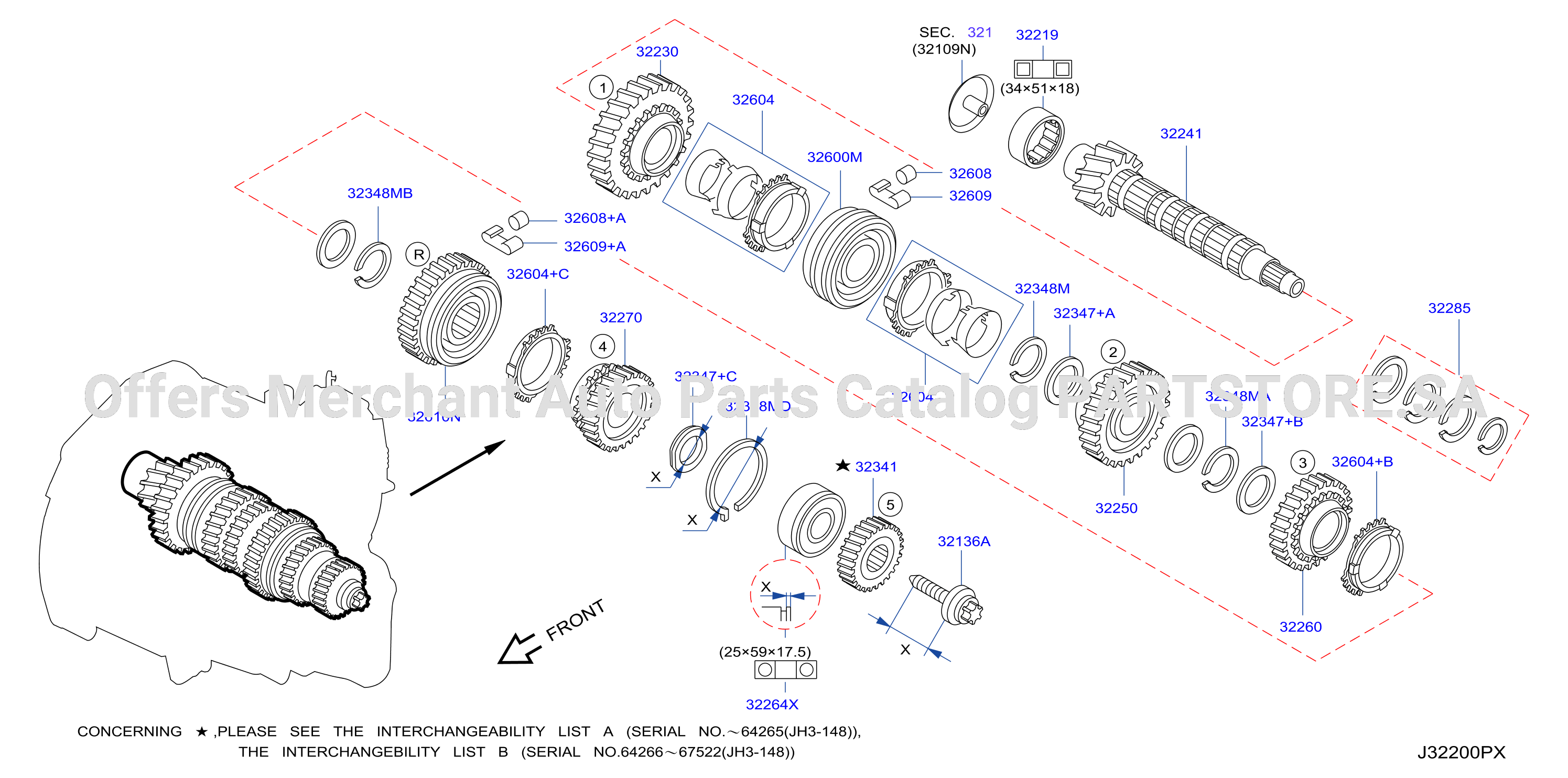 Transmission Gear Main Shaft Up To No 64265