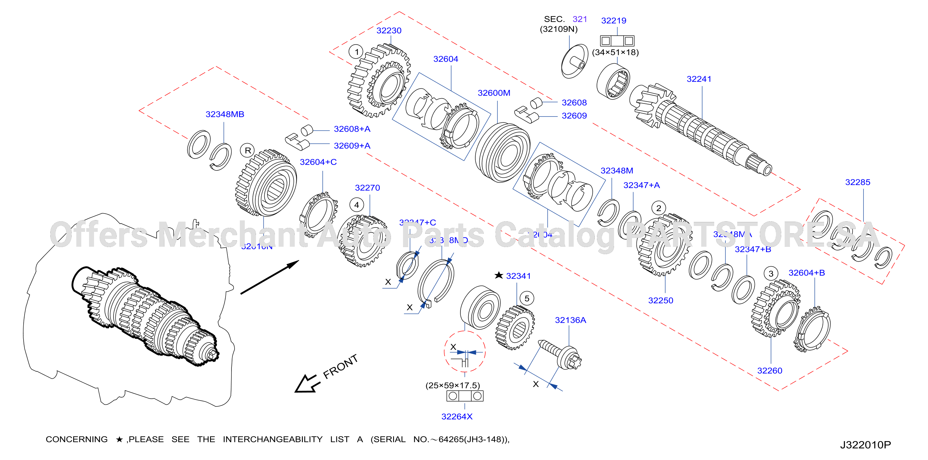 Transmission Gear Main Shaft Up To No 64265