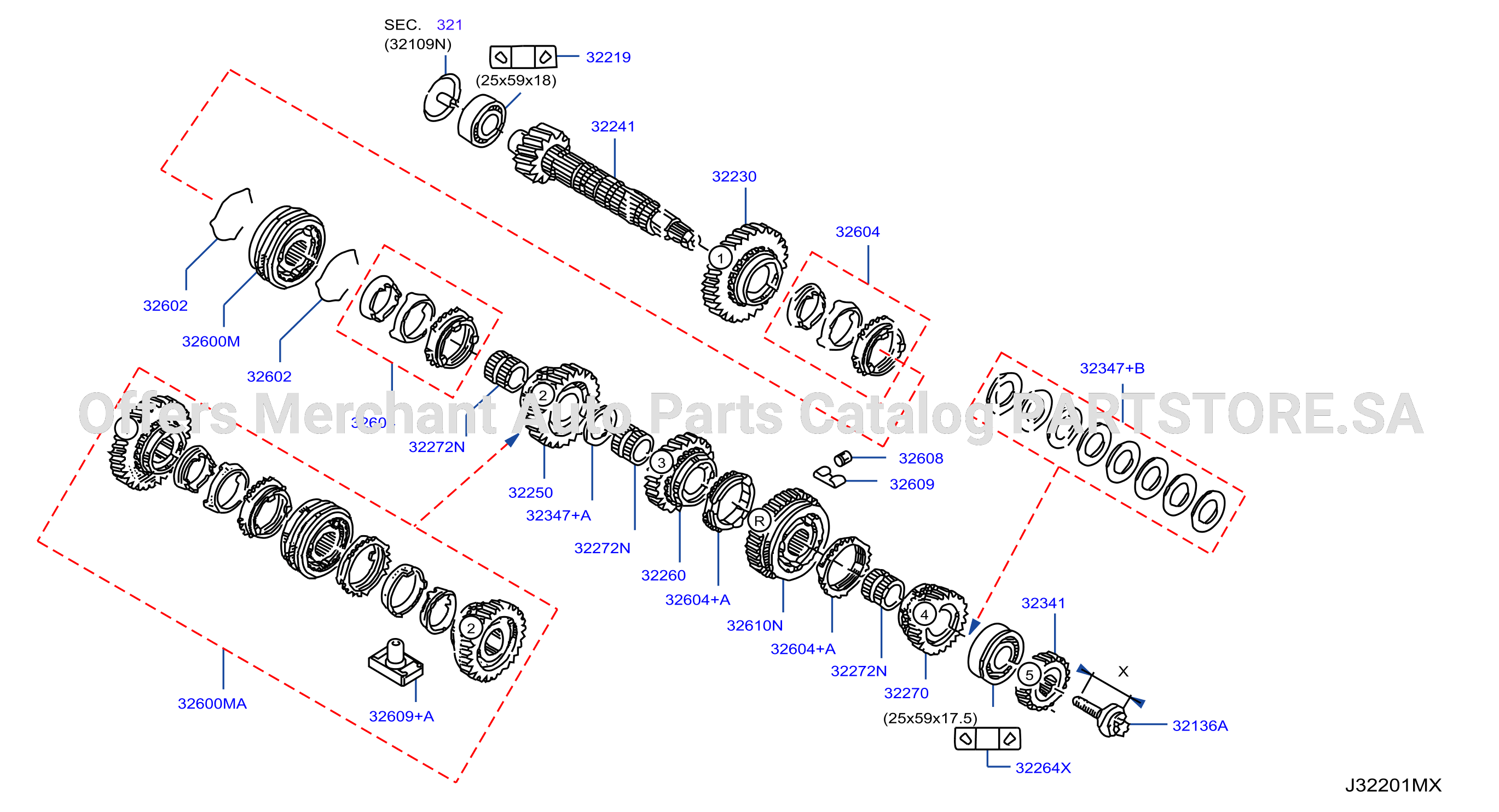 Transmission Gear Main Shafts Lines Mechanical Gearbox