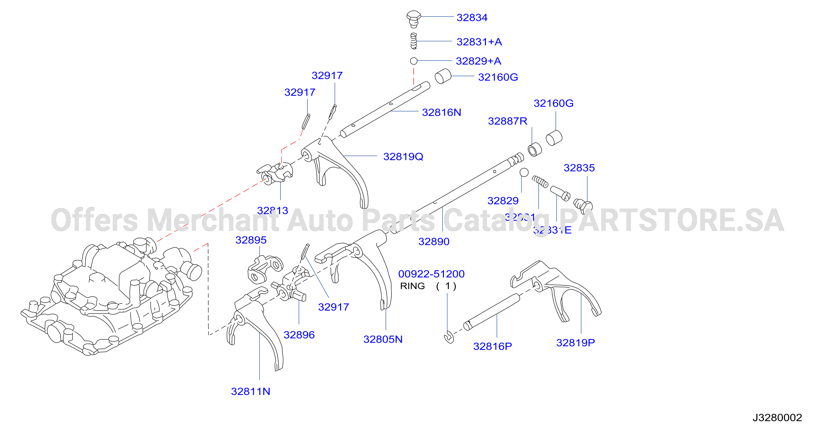 Transmission Shift Control Striking Rod Shift Fork