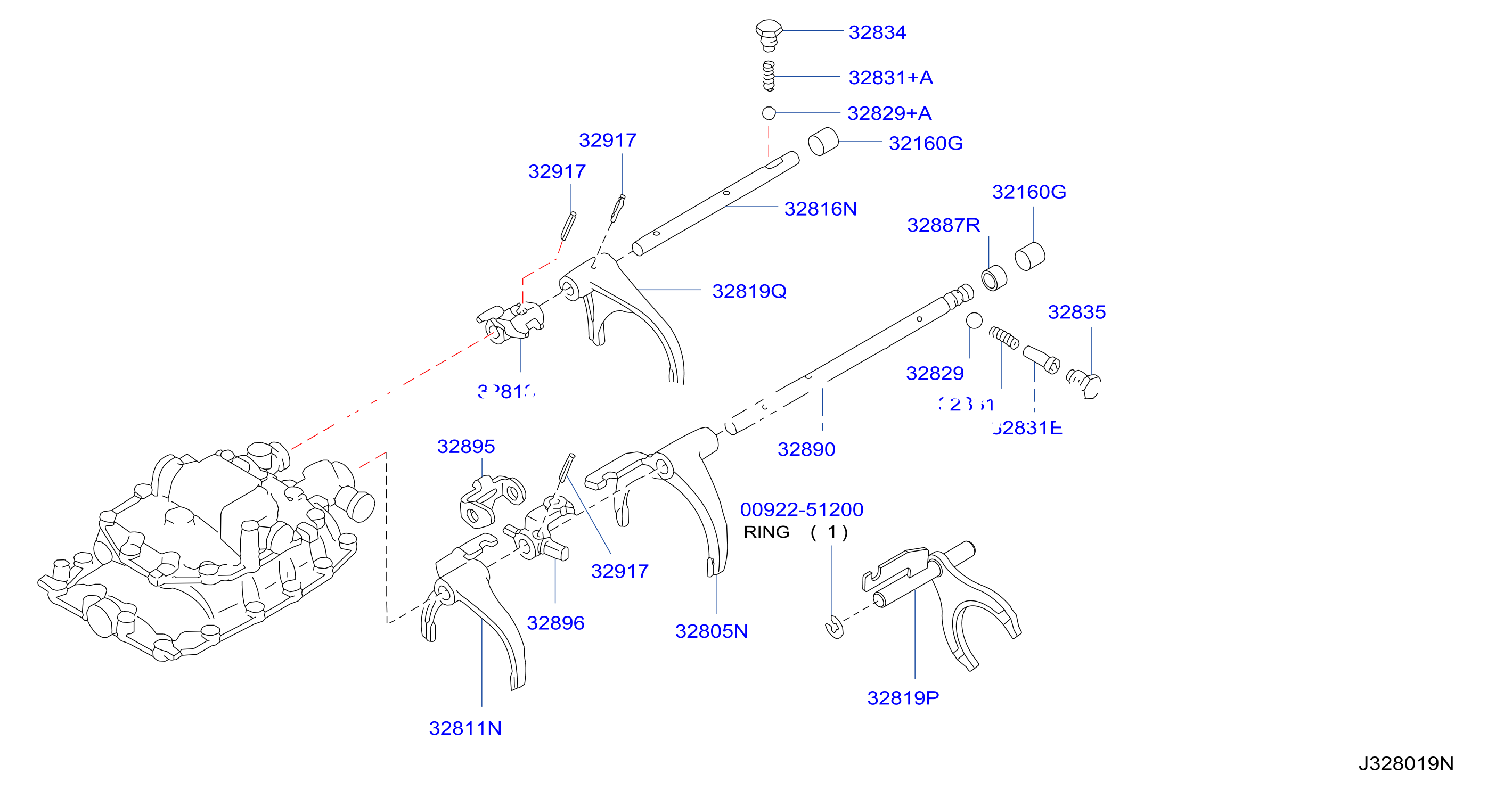 Transmission Shift Control Striking Rod Shift Fork