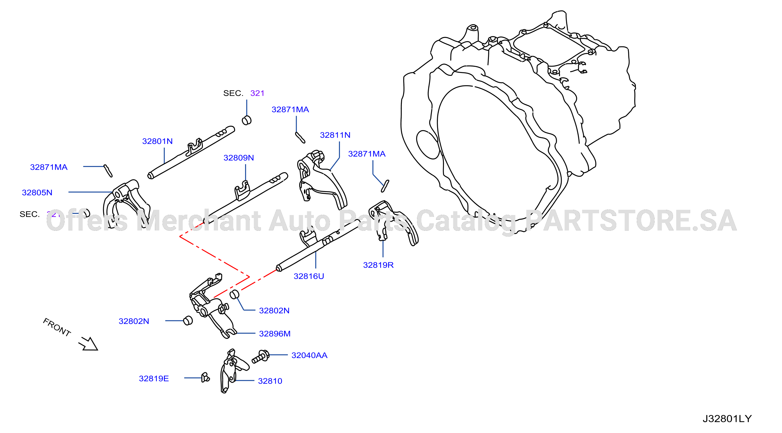 Transmission Shift Control Gearshift Fork Rod