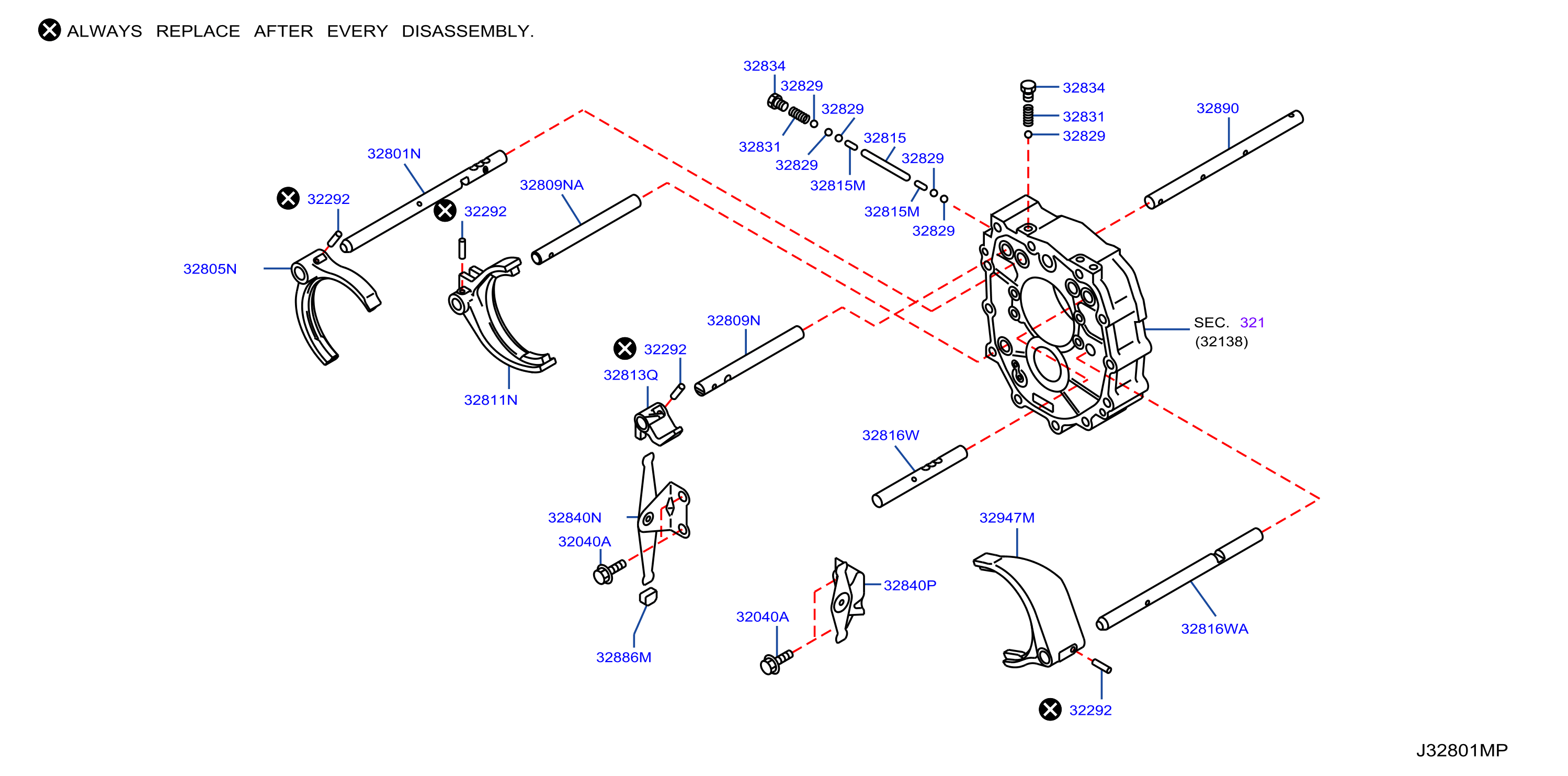 Transmission Shift Control Striking Rod