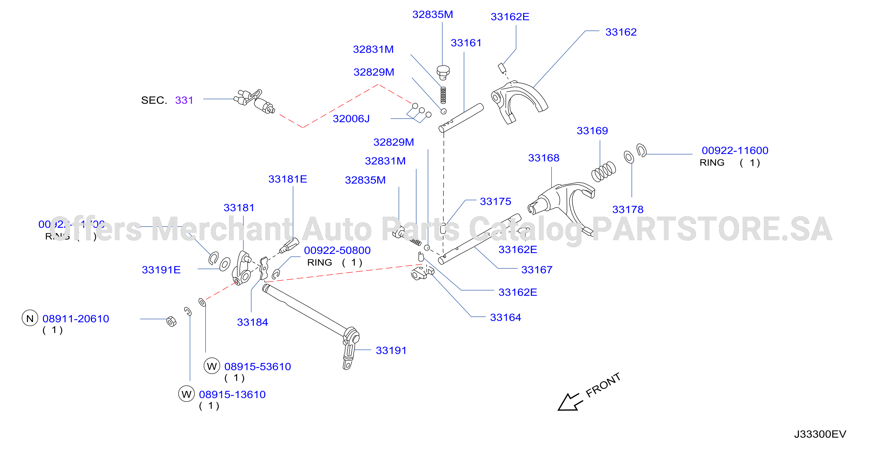 Transfer Shift Lever Fork Control