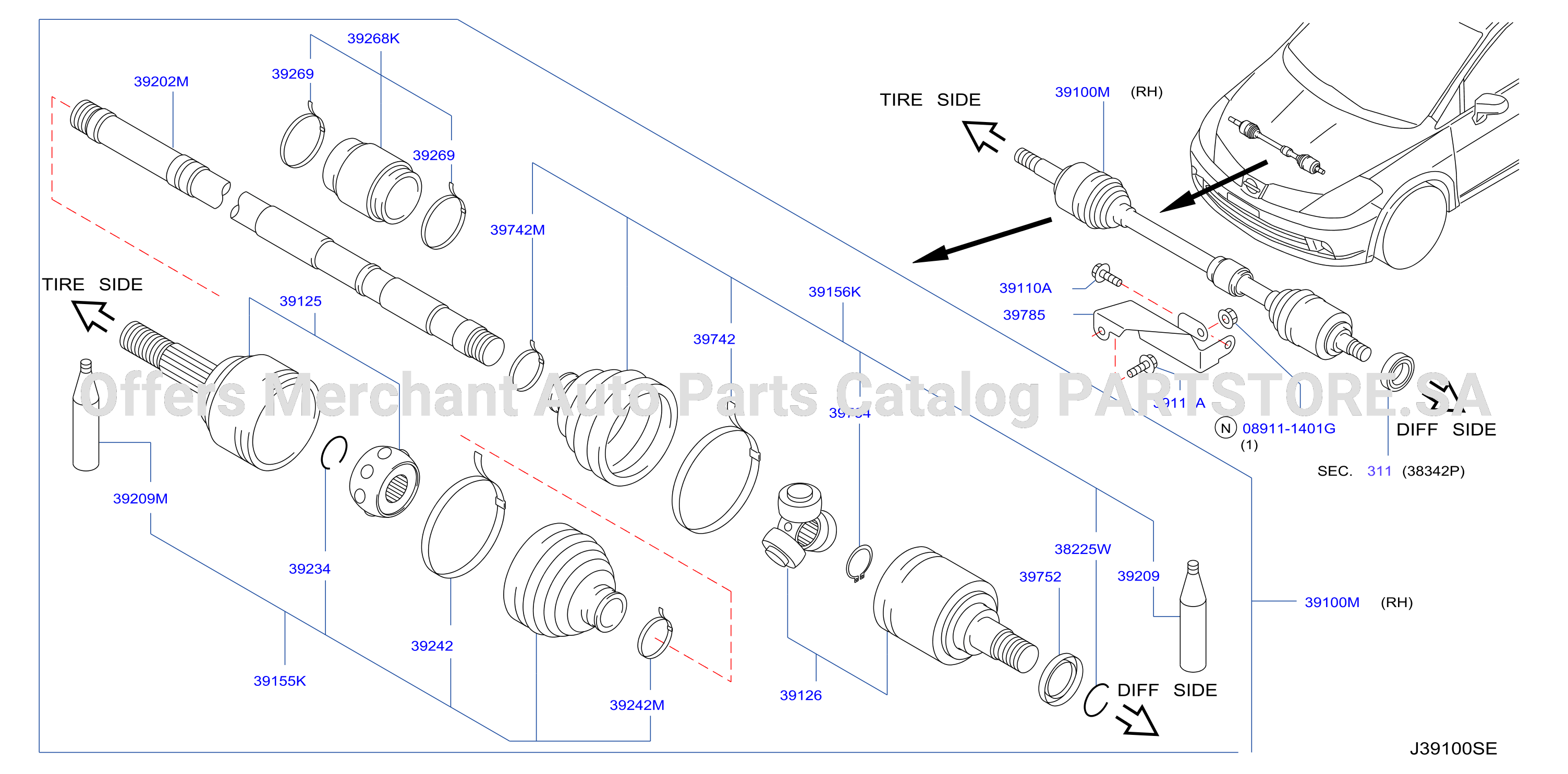 Front Drive Shaft Rh Side