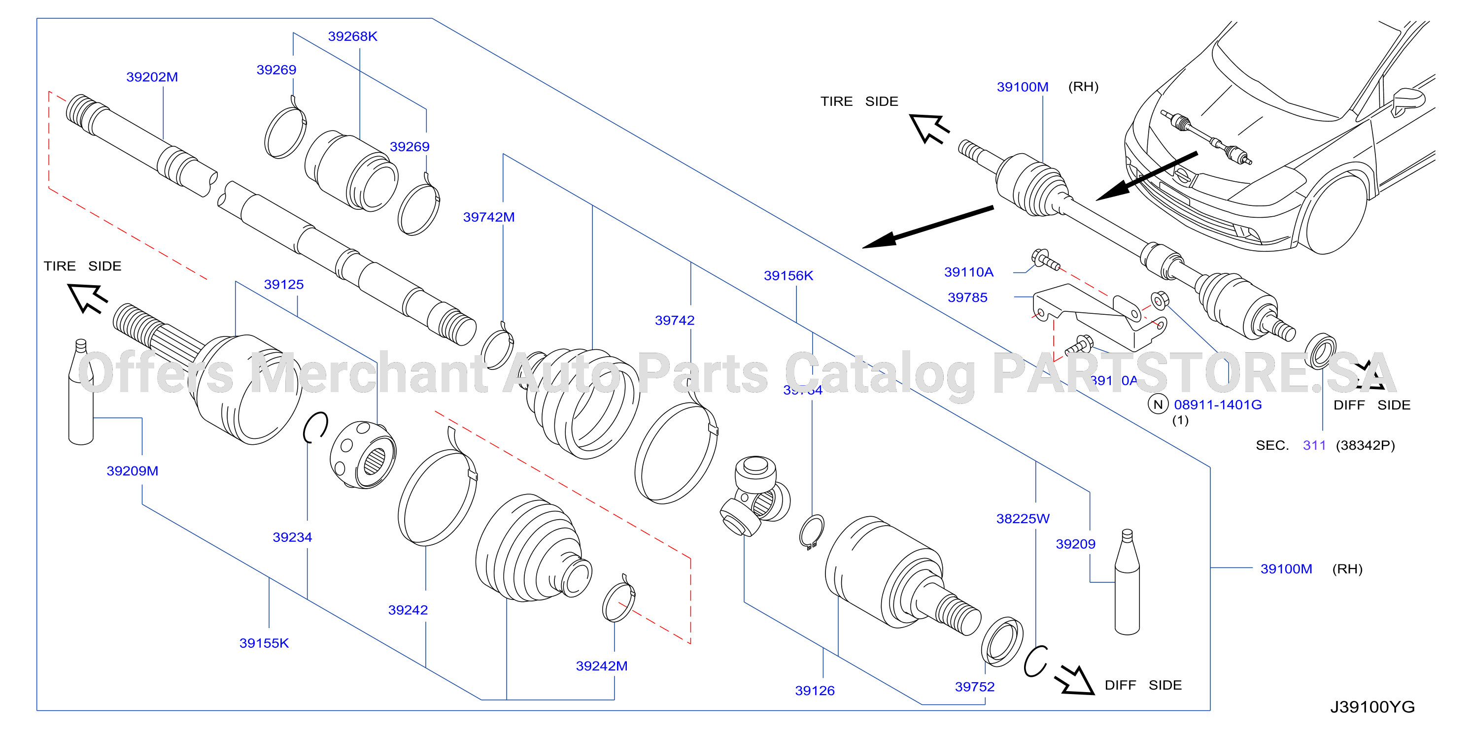 Front Drive Shaft Rh Side