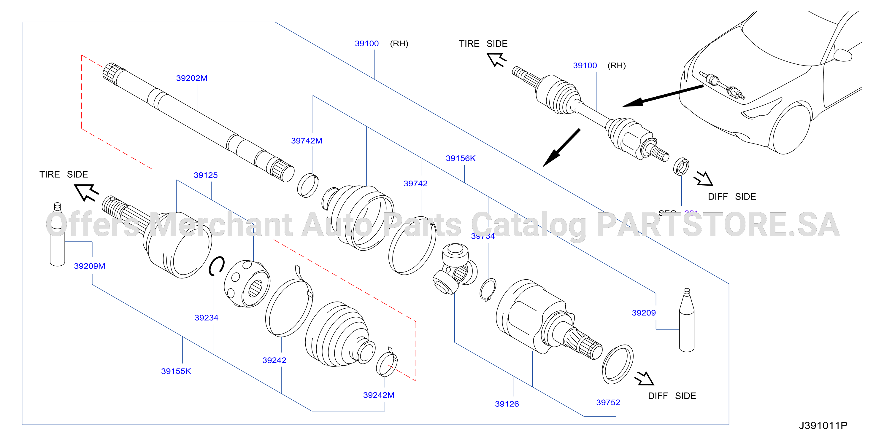 Front Drive Shaft Rh Side