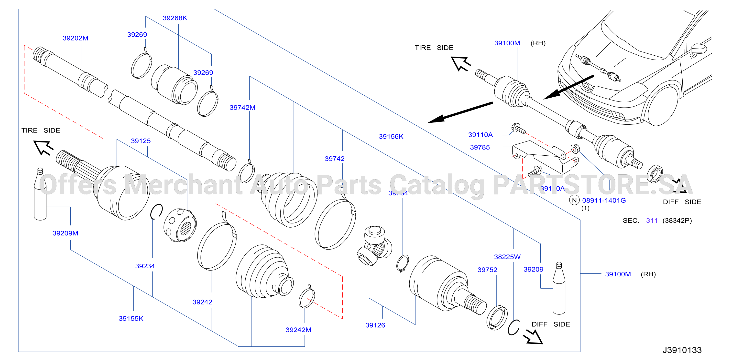 Front Drive Shaft Rh Side