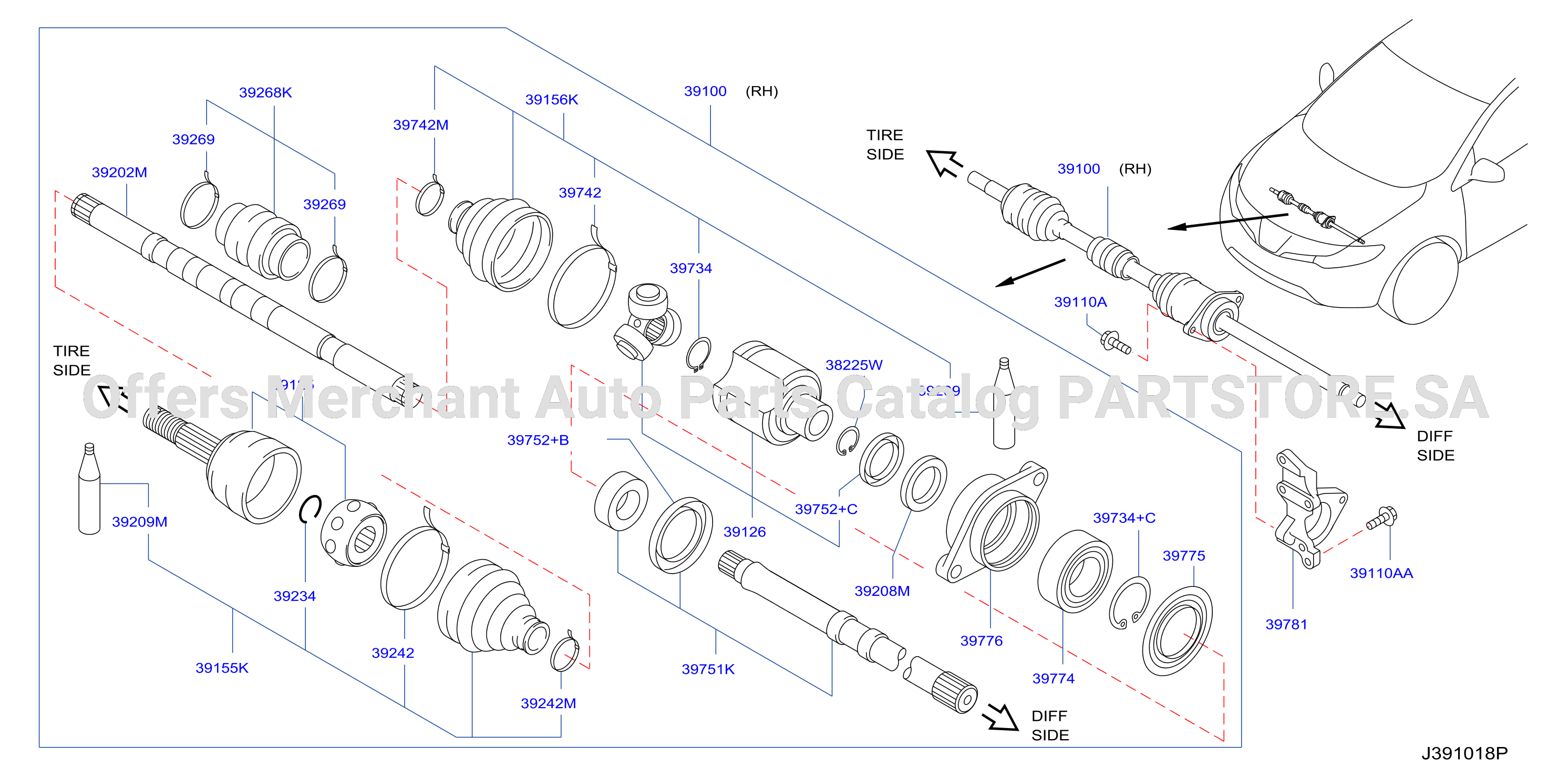 Front Drive Shaft Rh Side 4Wd