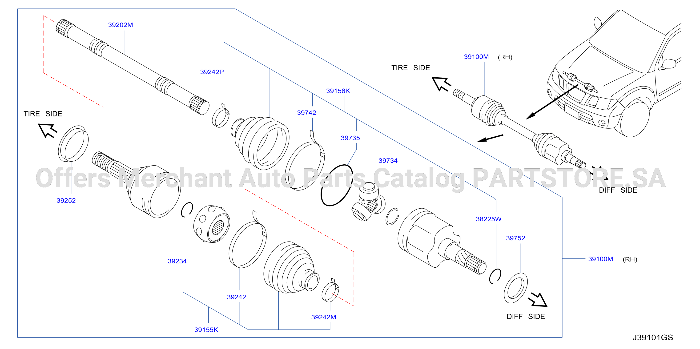 Front Drive Shaft Rh Side