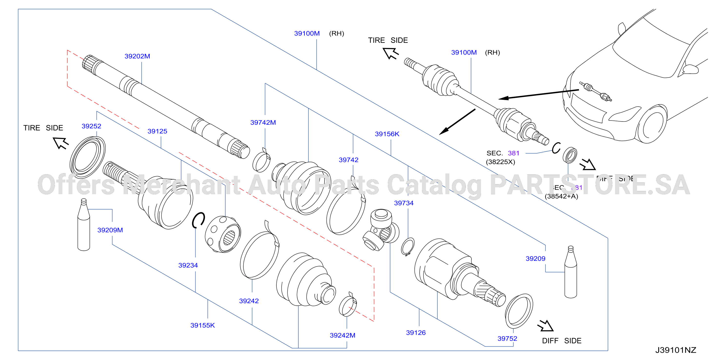 Front Drive Shaft Rh Side