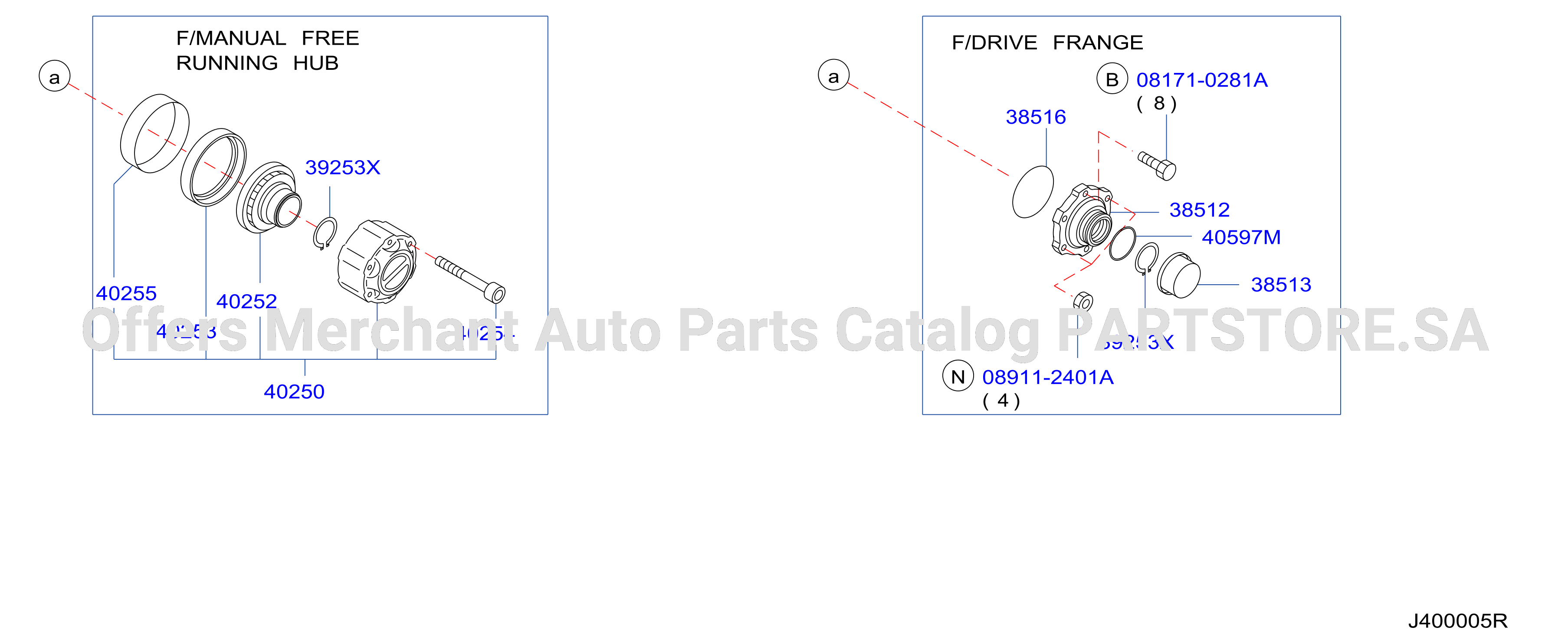 Front Axle Free Running Hub Parts