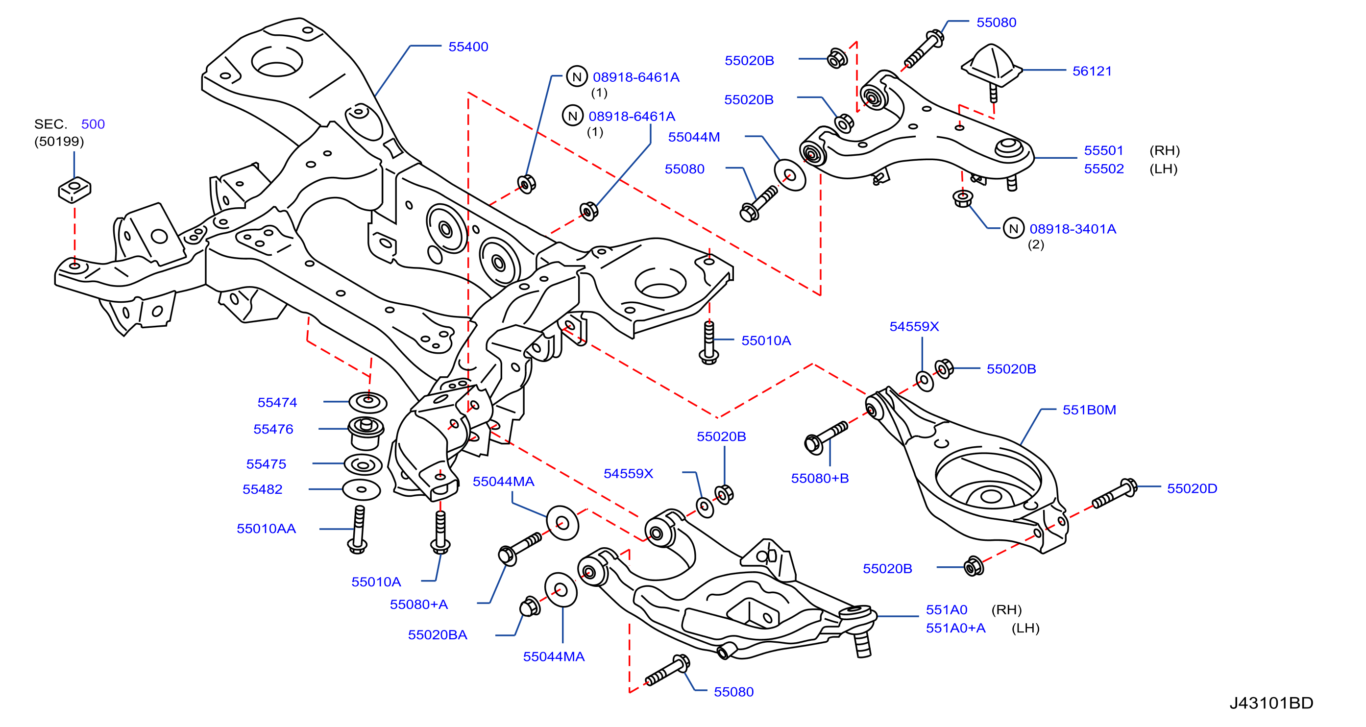 Rear Suspension Member W / O Stabilizer
