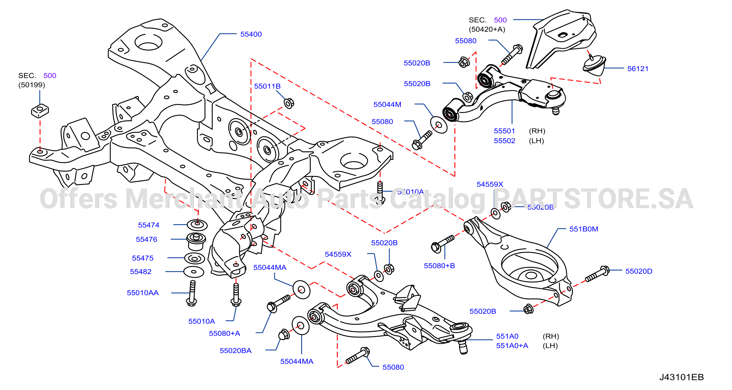 Rear Suspension Member W / O Stabilizer