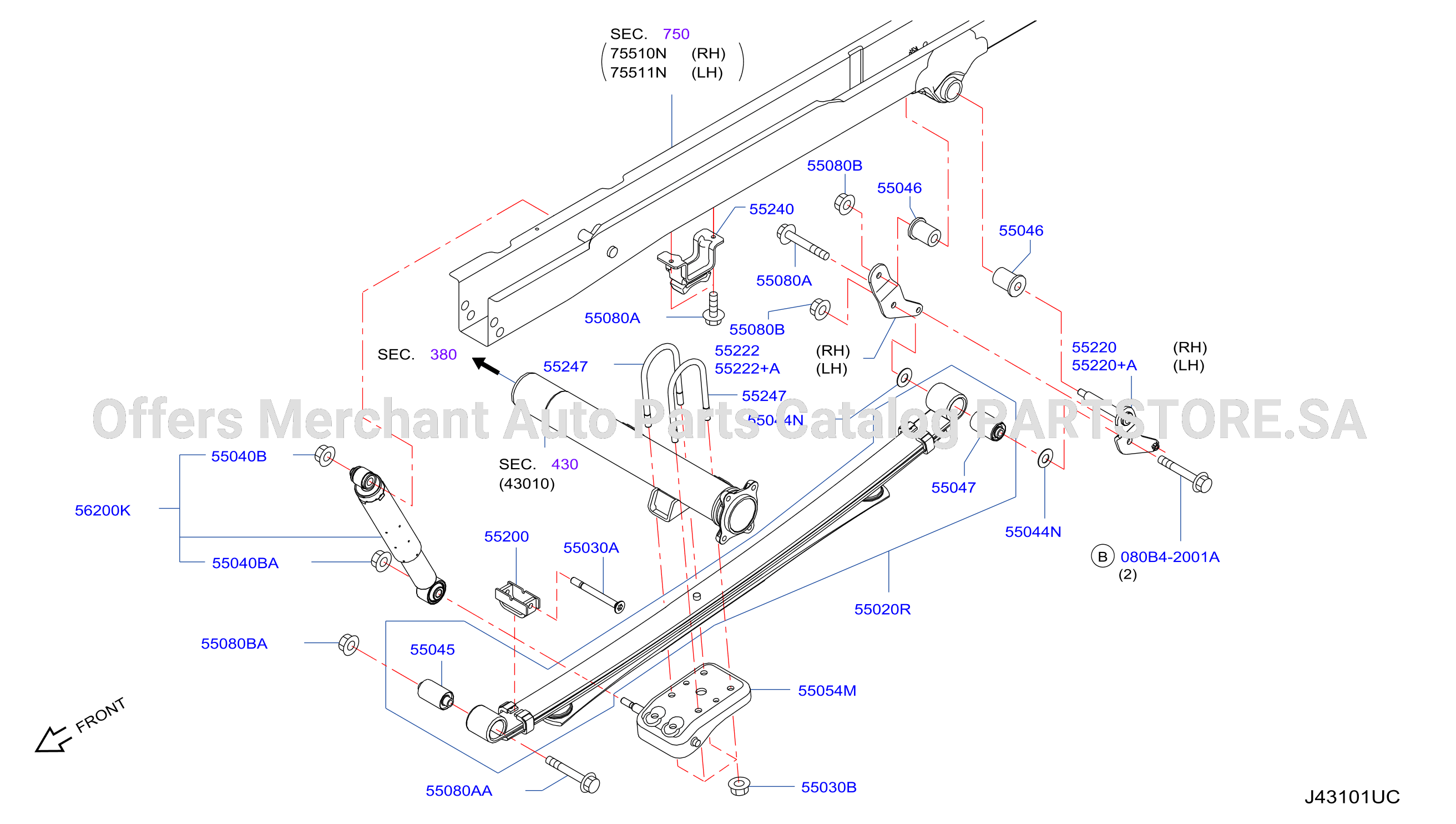 Rear Suspension Leaf Spring W / Clip