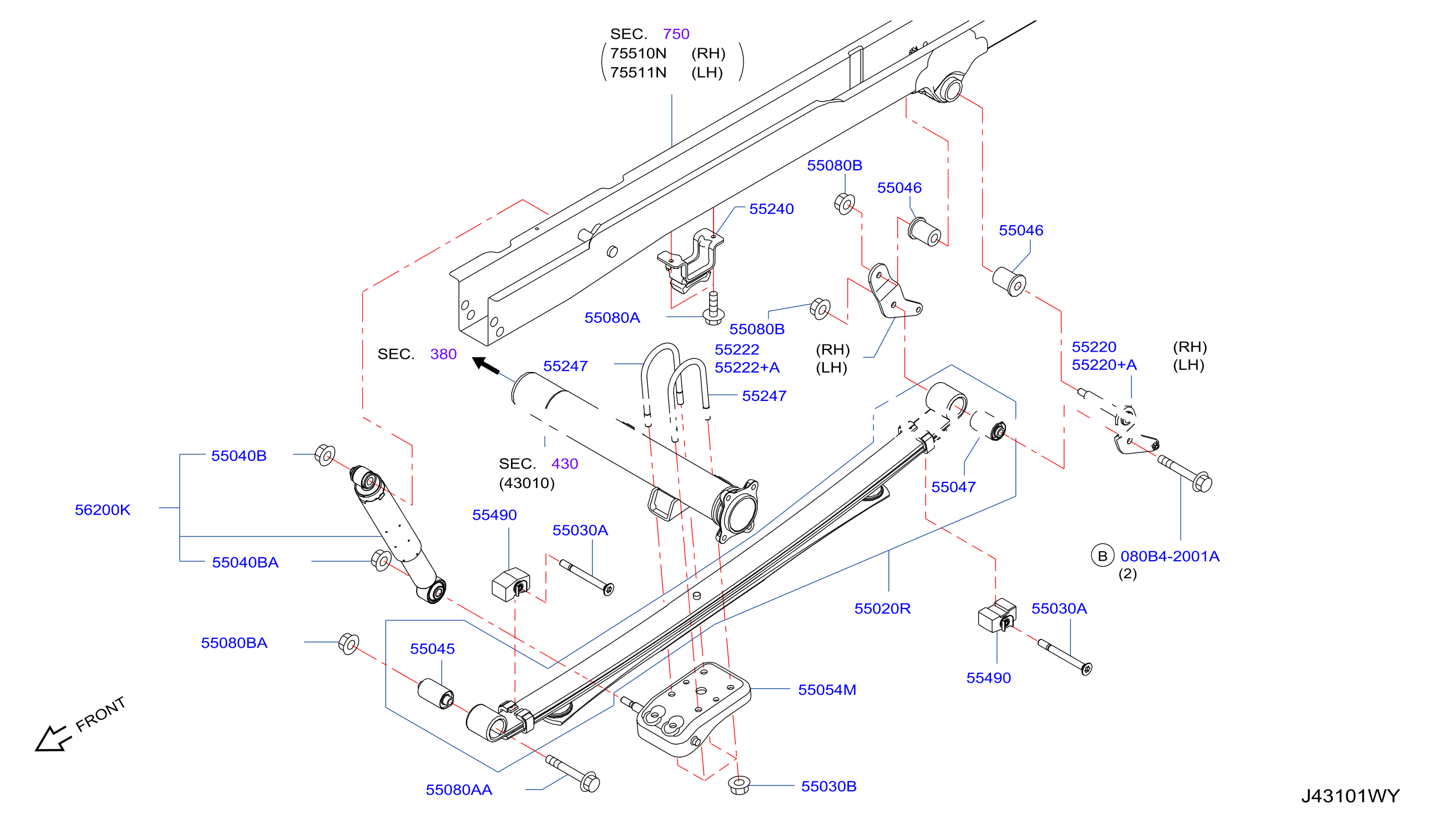 Rear Suspension Leaf Spring W / Dynamic Damper 4Pc