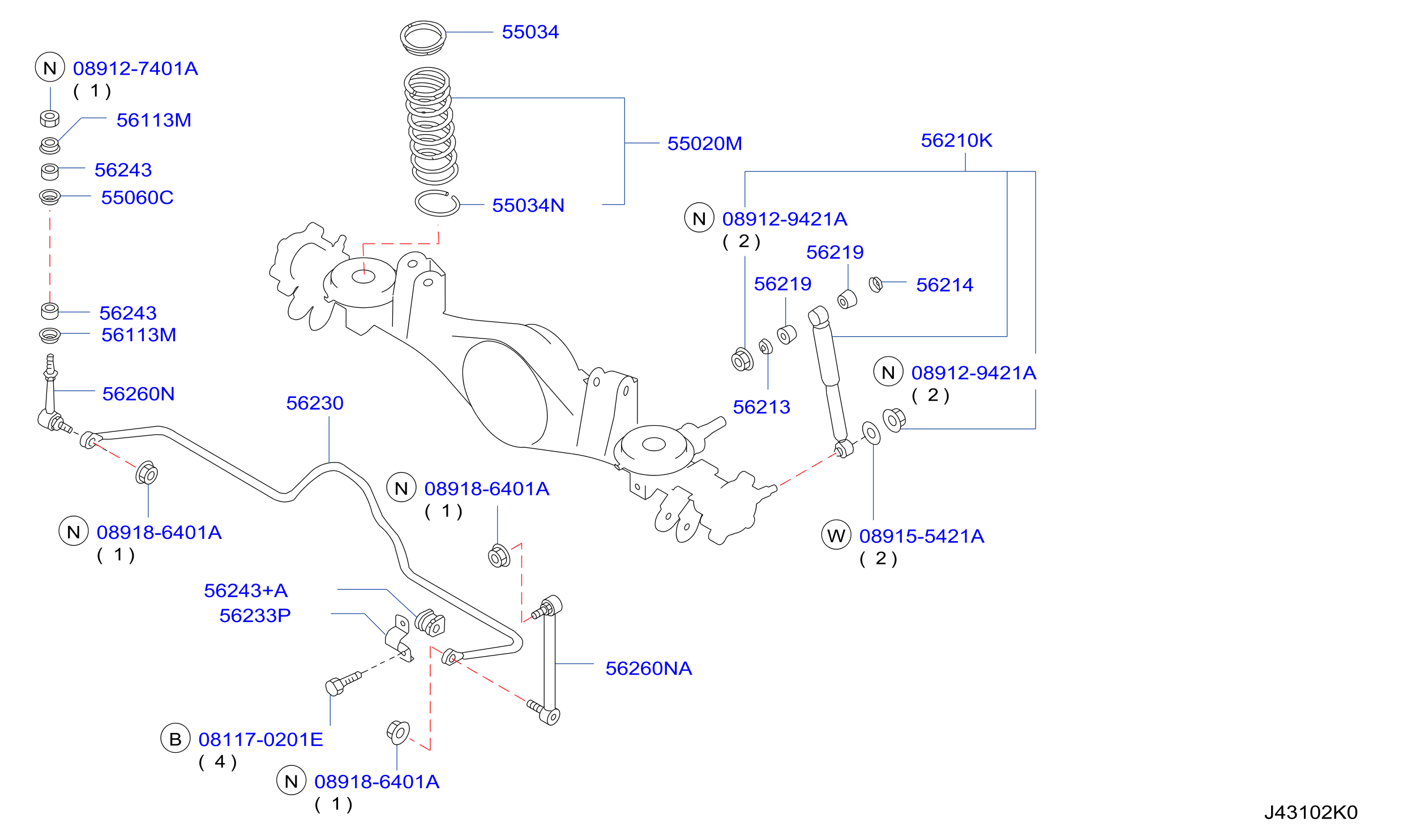 Rear Suspension Absorber Coil Spring Stabilizer