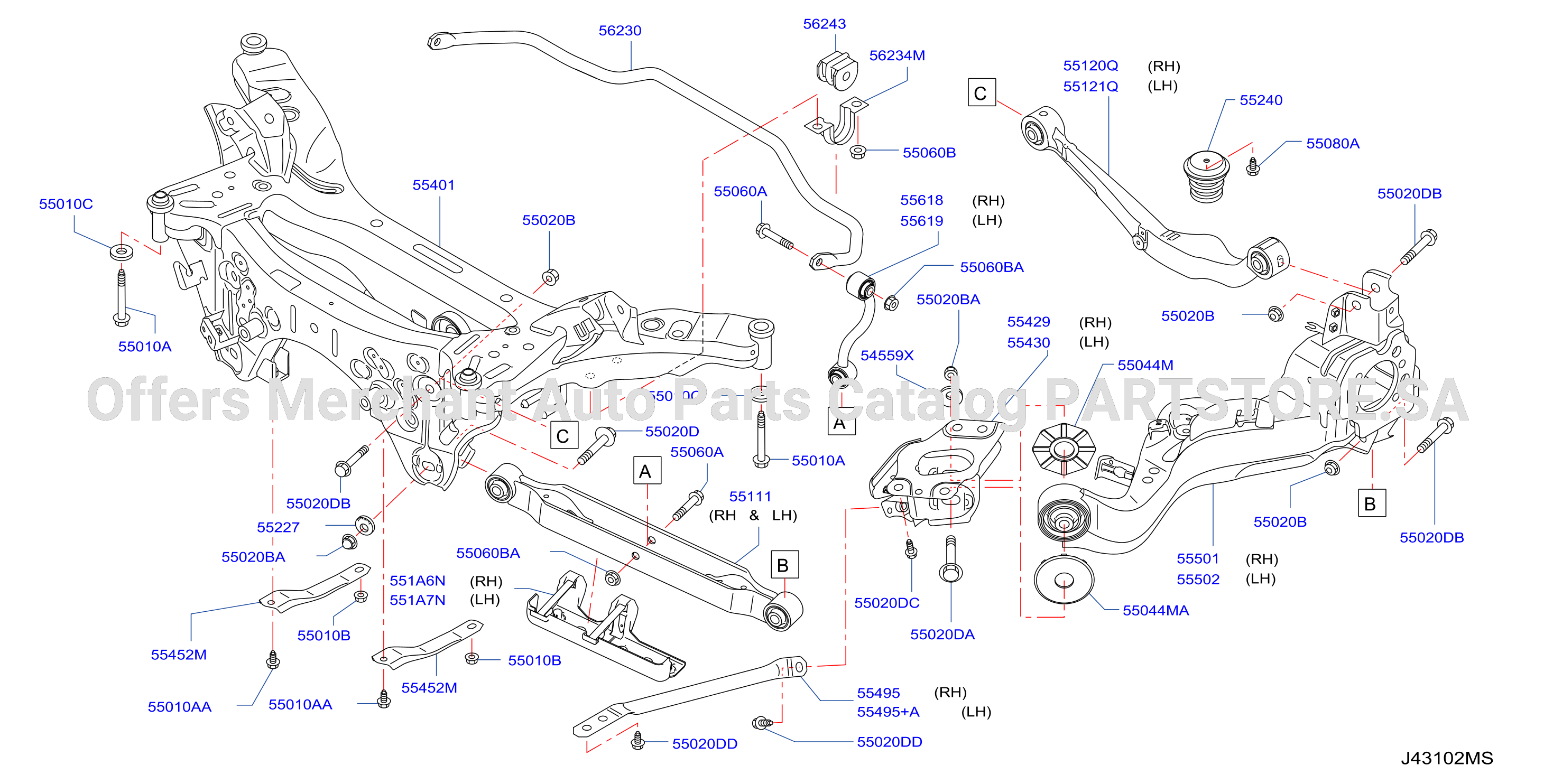 Rear Suspension Member 2Wd Kor W / Deflector