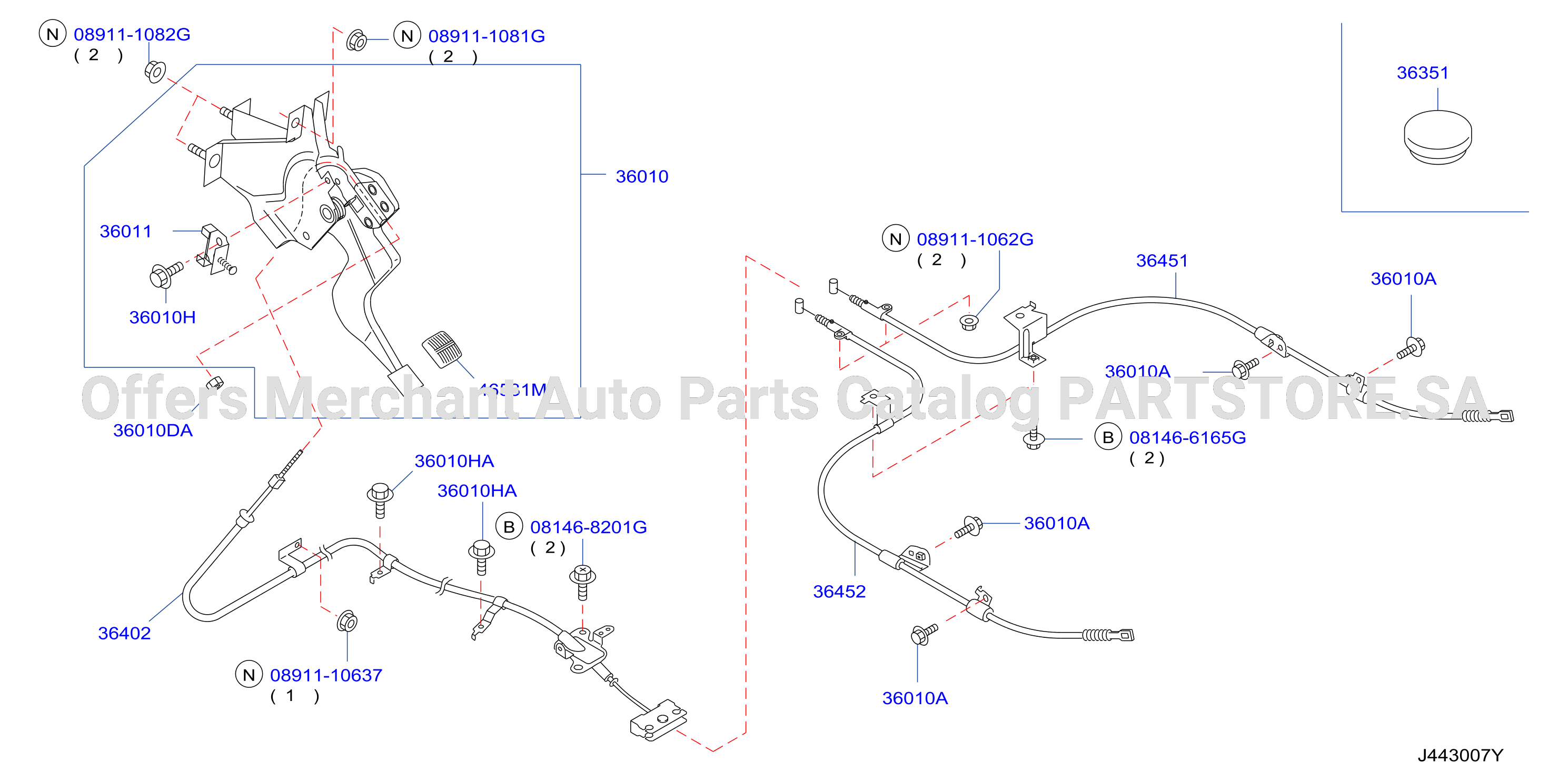 Parking Brake Control Foot Pedal Type