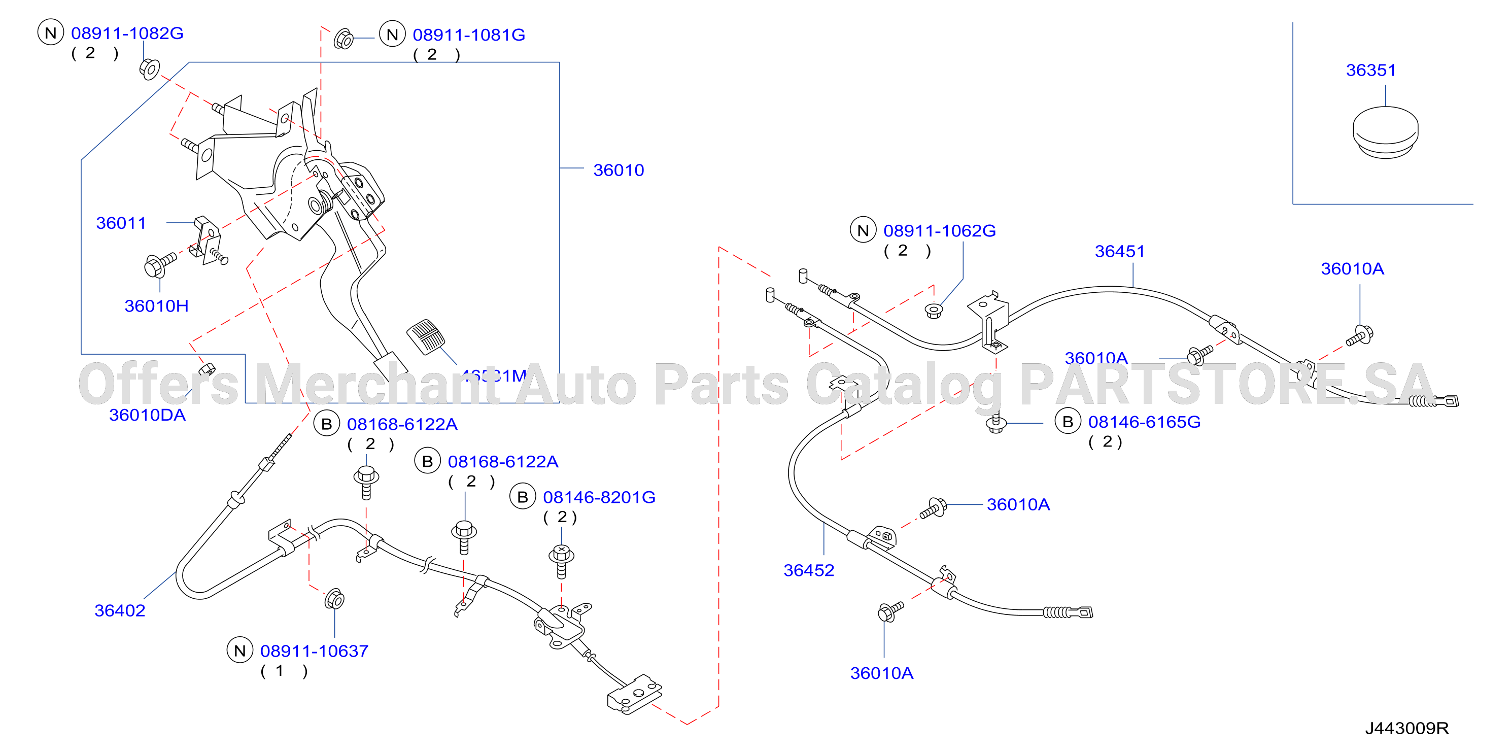 Parking Brake Control Foot Pedal Type