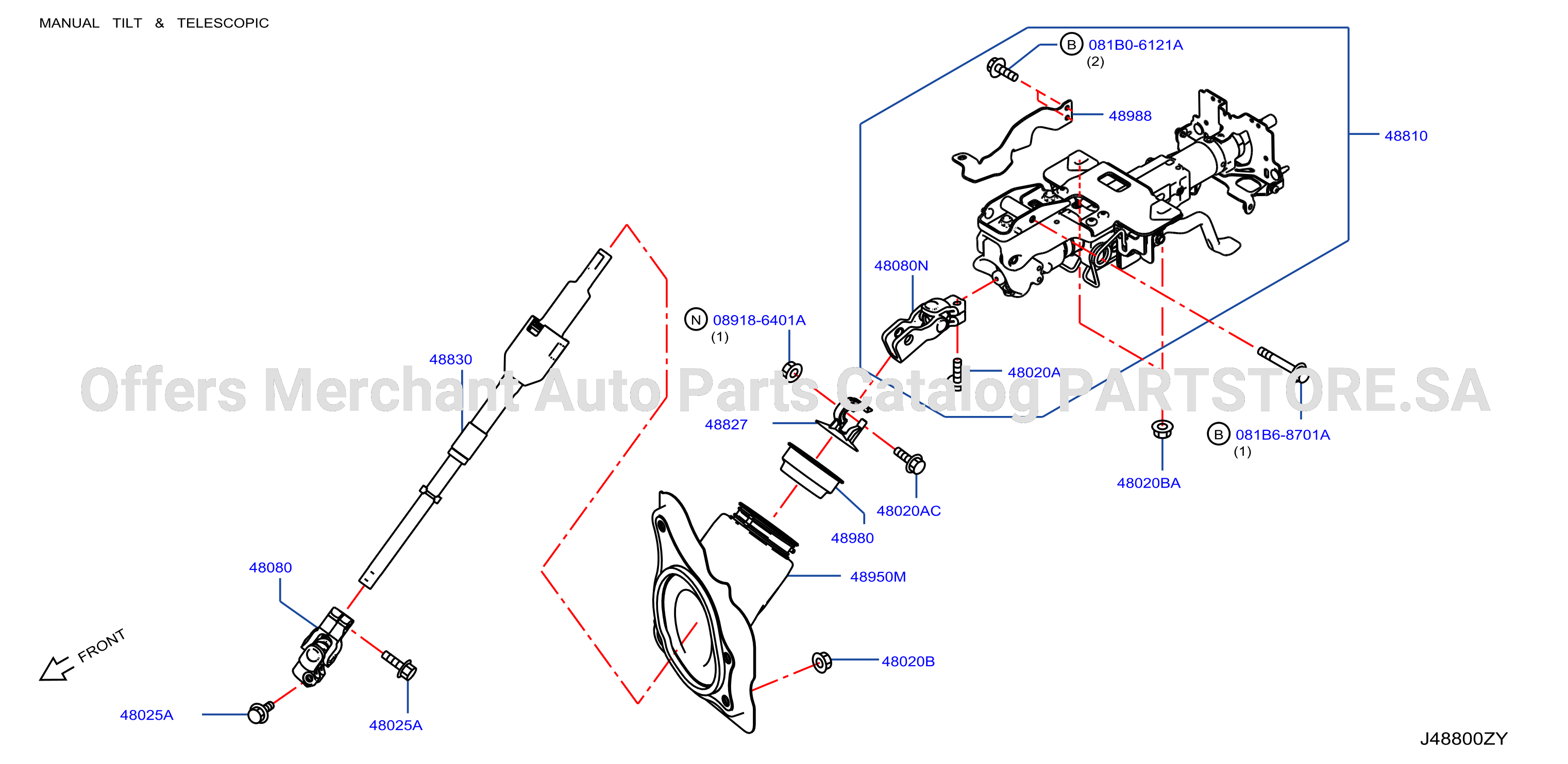 Steering Column For Manual Tilt Telescopic