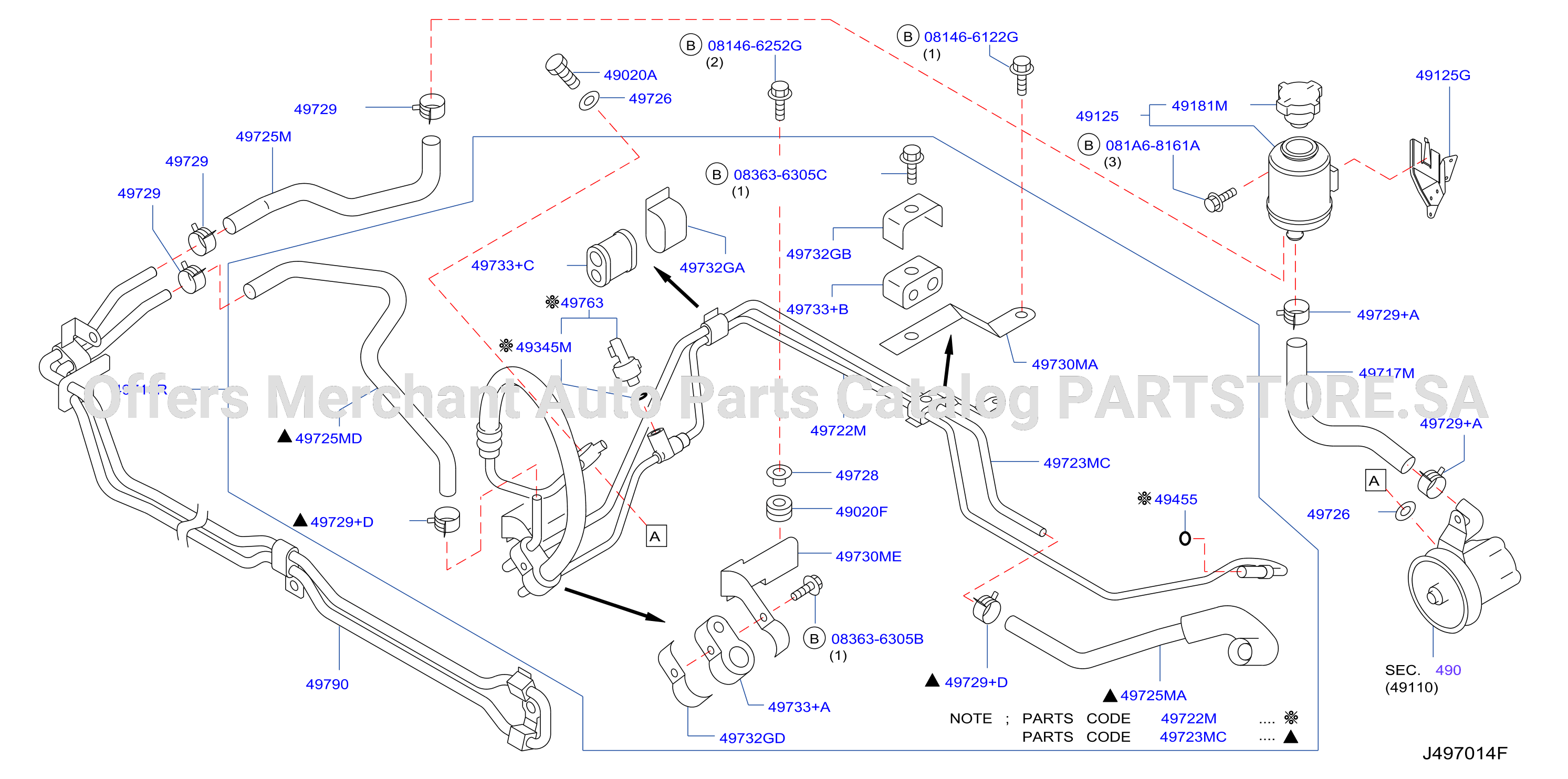 Power Steering Piping Vk45De 2Wd