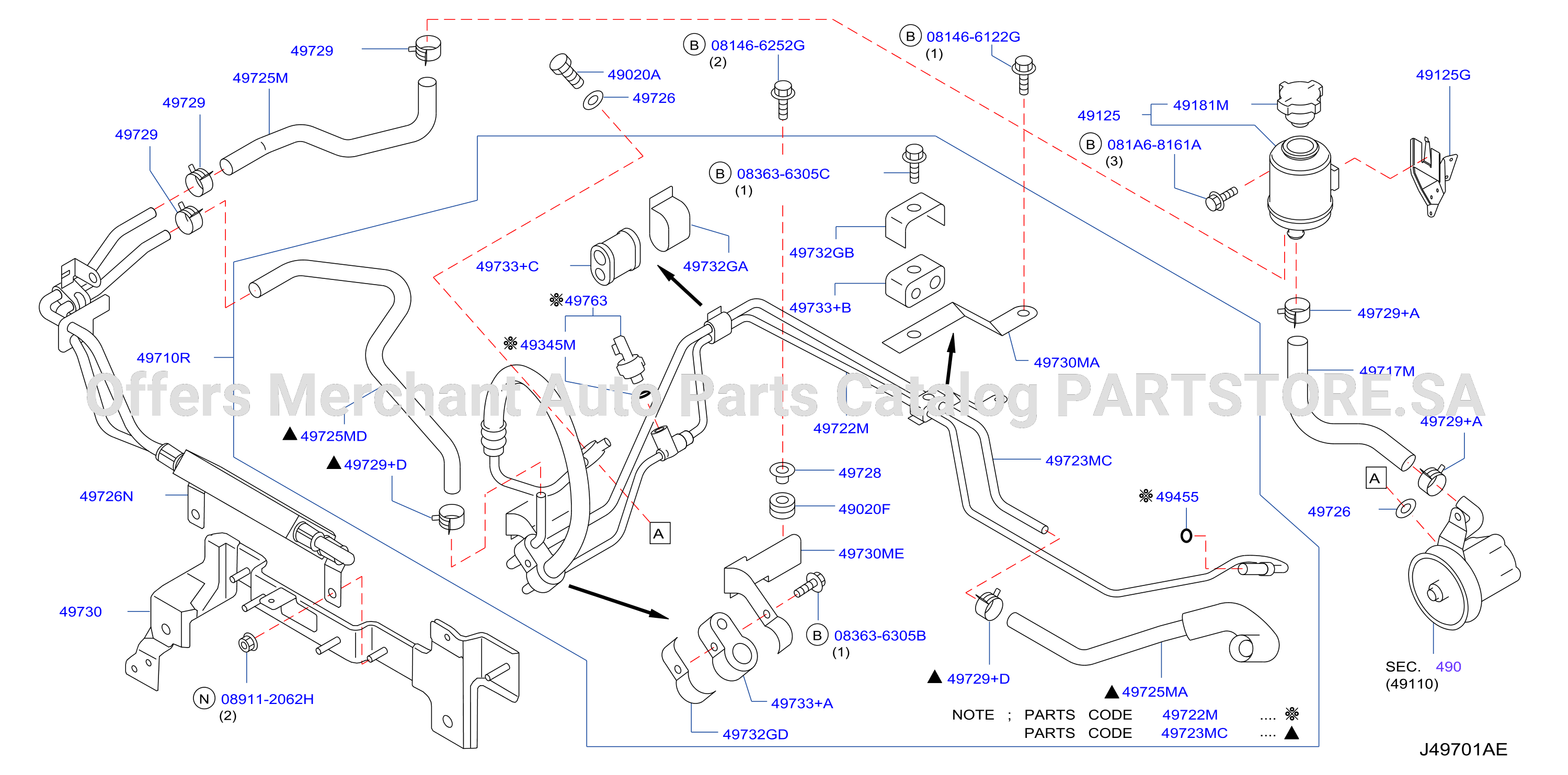 Power Steering Piping Vk45De 2Wd Gcc