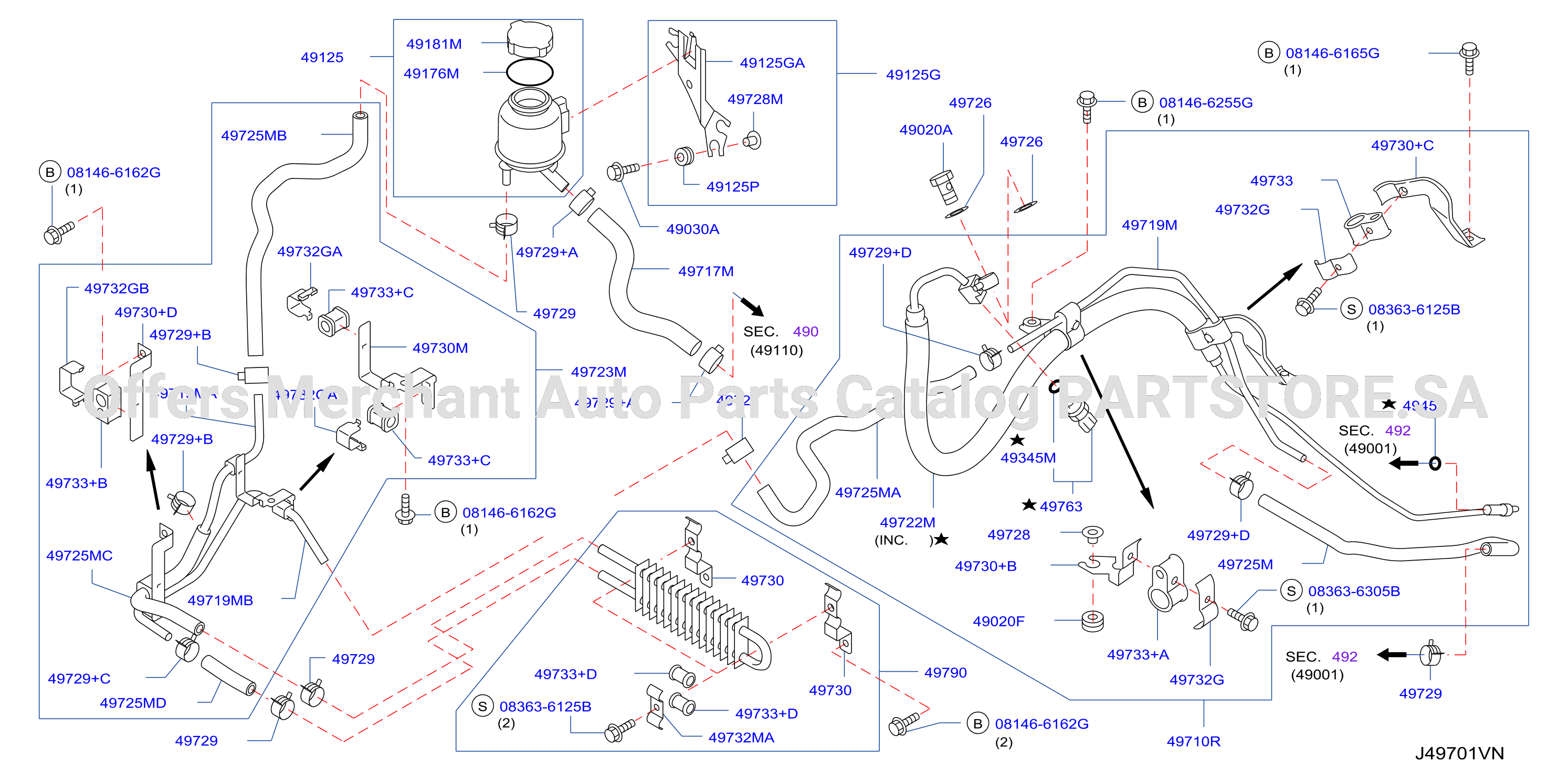 Power Steering Piping Vq37Vhr 2Wd Vq25Hr 2Wd
