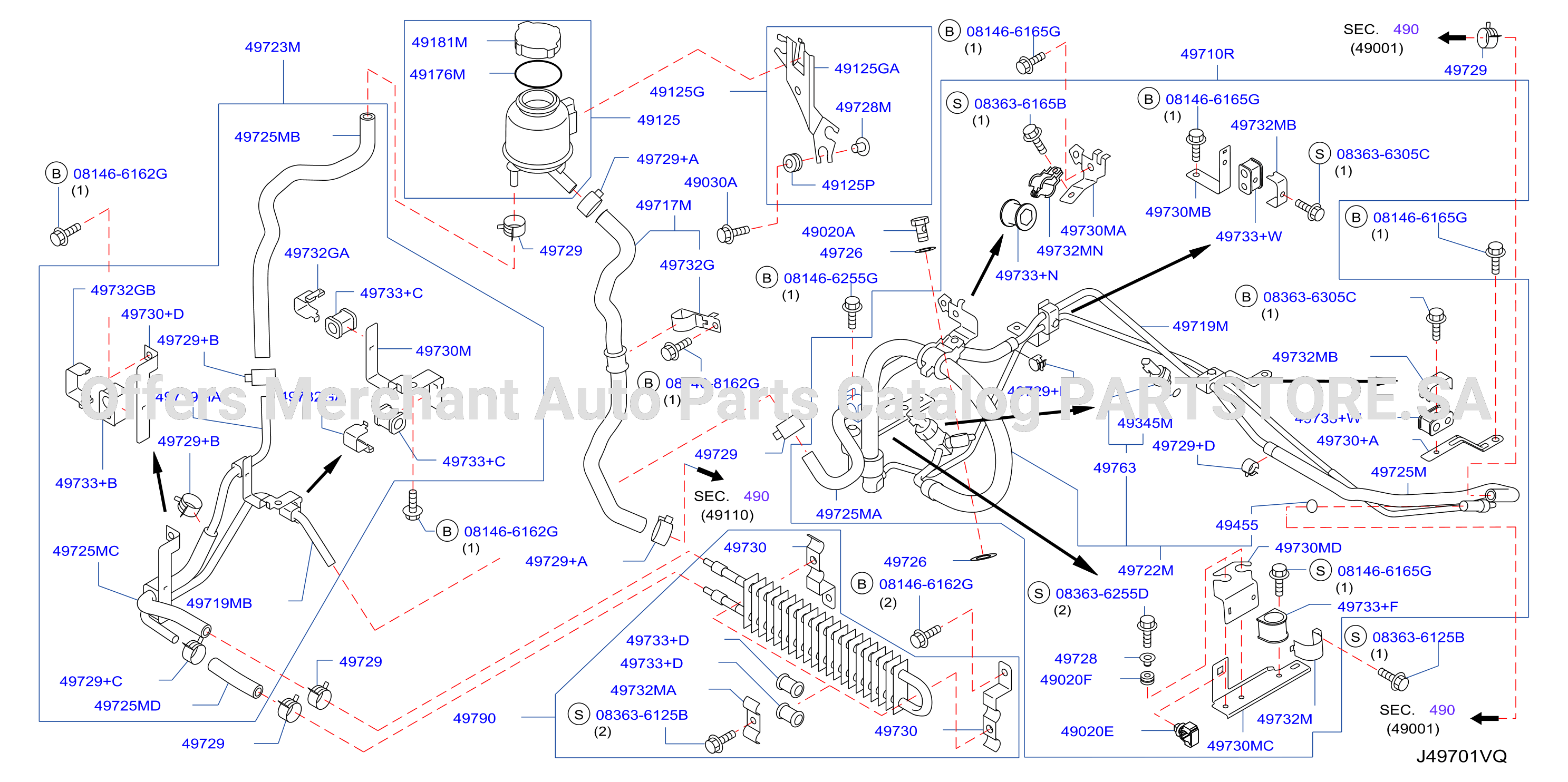 Power Steering Piping Vk56Vd 2Wd Hicas