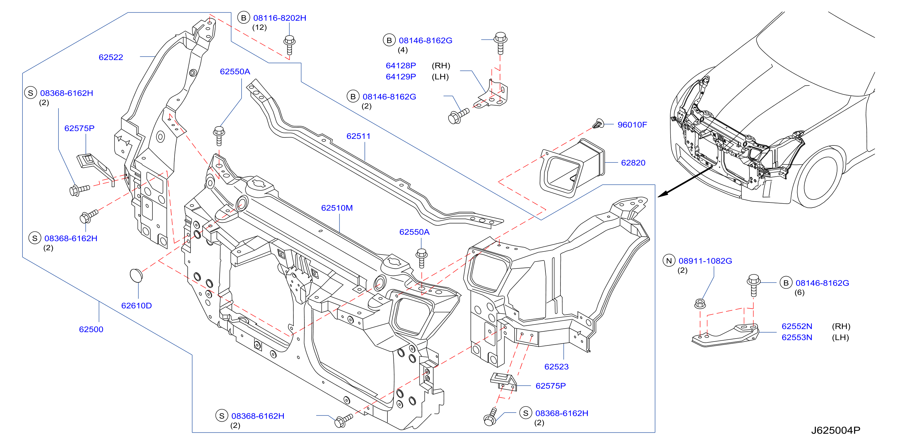 Front Apron Radiator Core Support