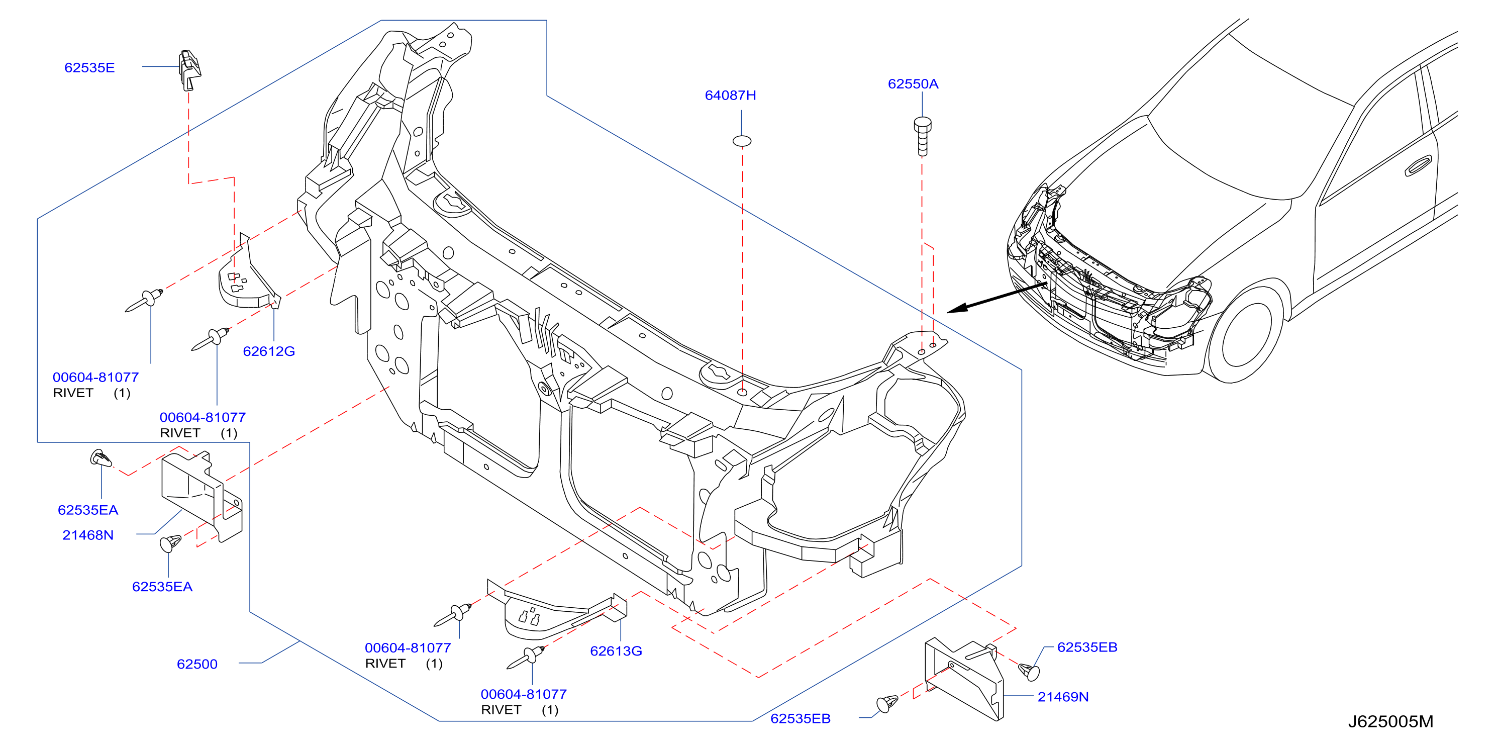 Front Apron Radiator Core Support