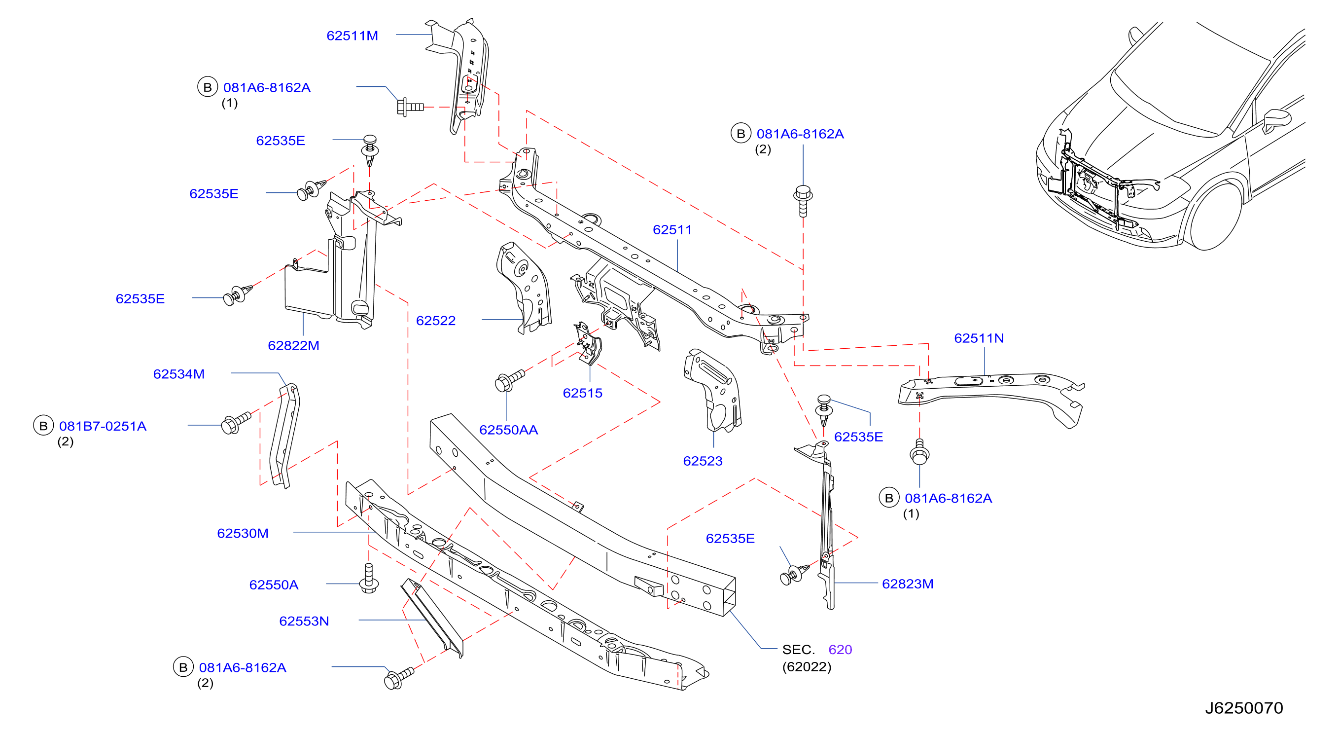 Front Apron Radiator Core Support