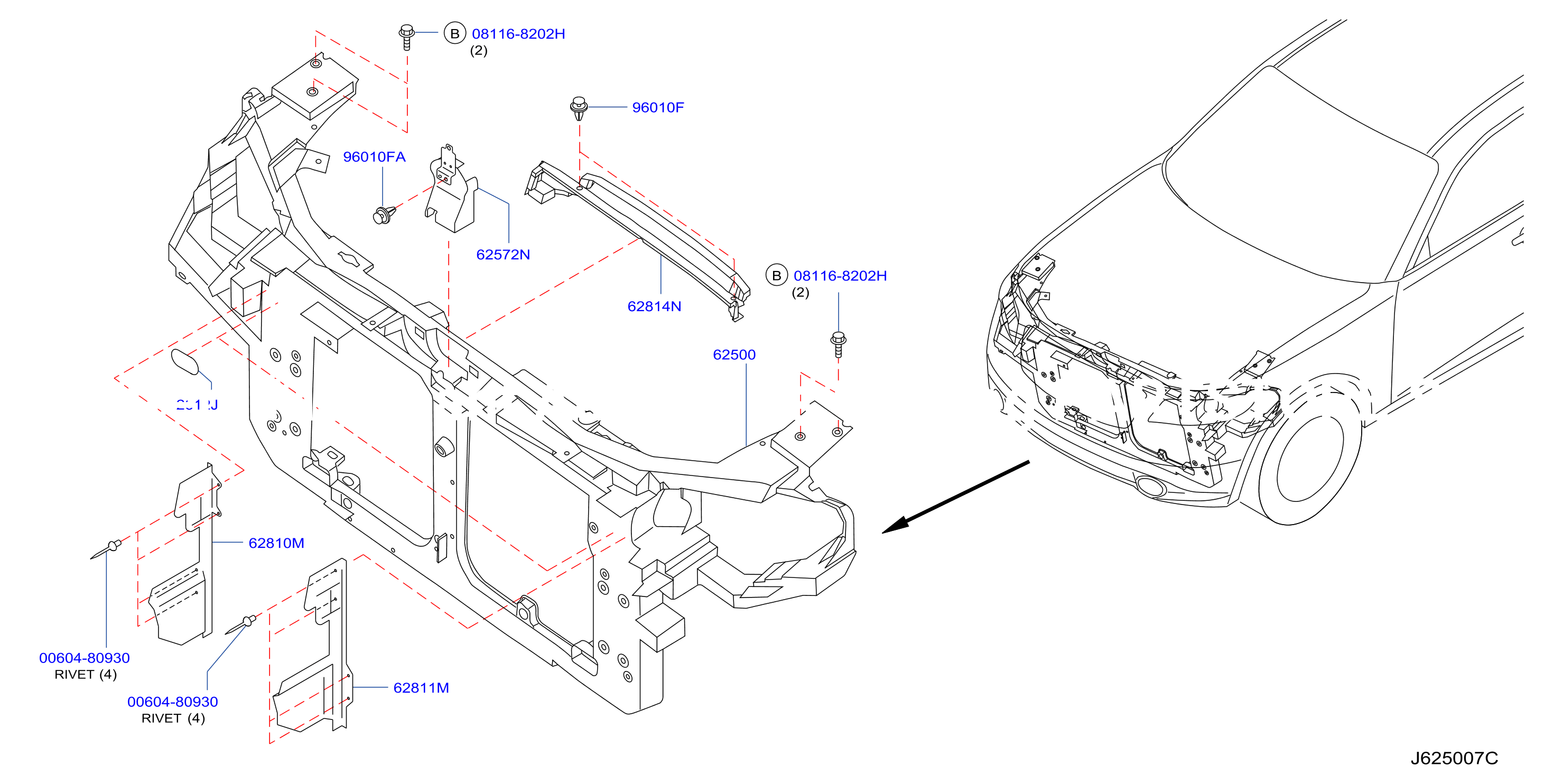 Front Apron Radiator Core Support