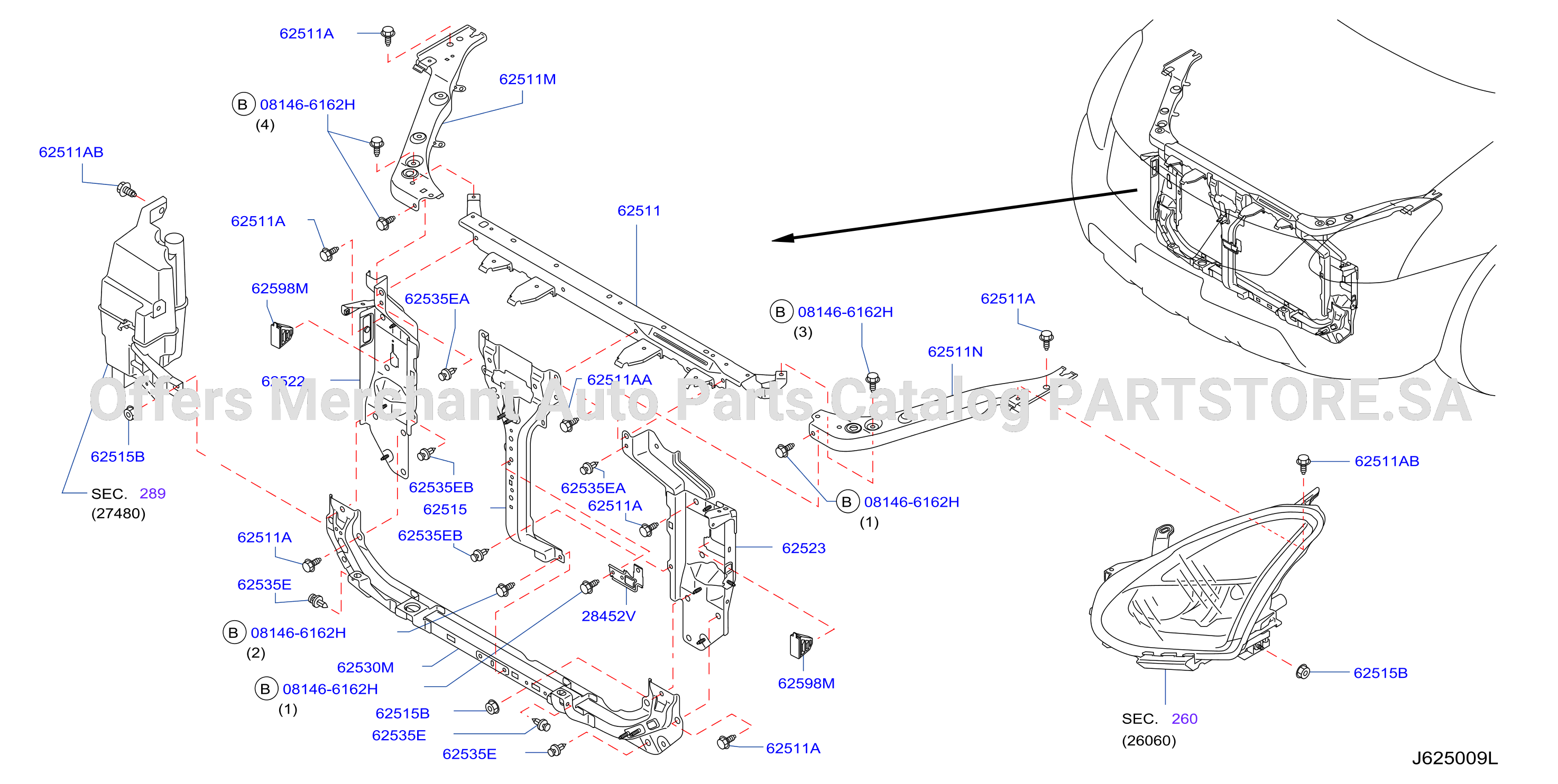 Front Apron Radiator Core Support