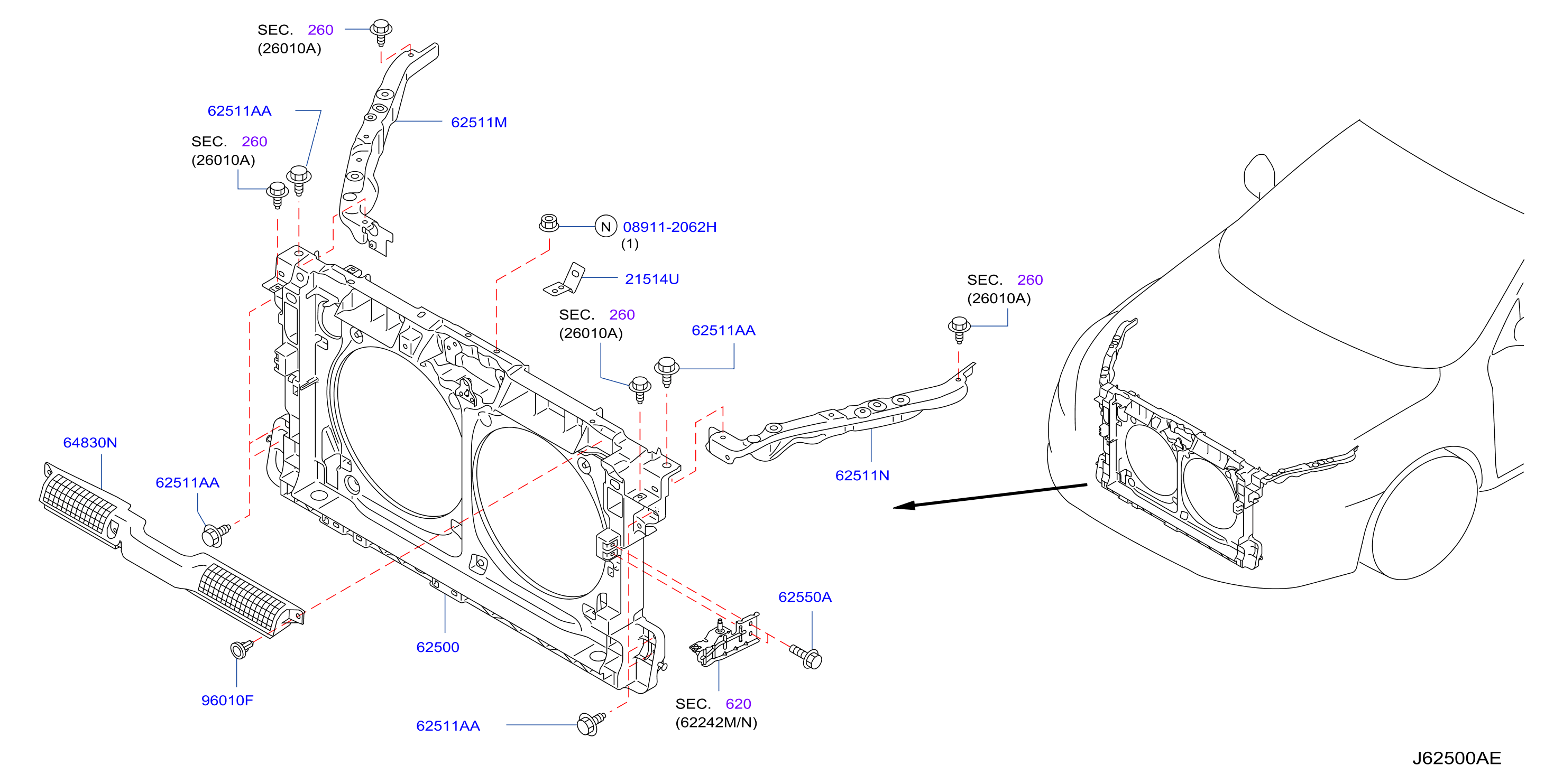 Front Apron Radiator Core Support