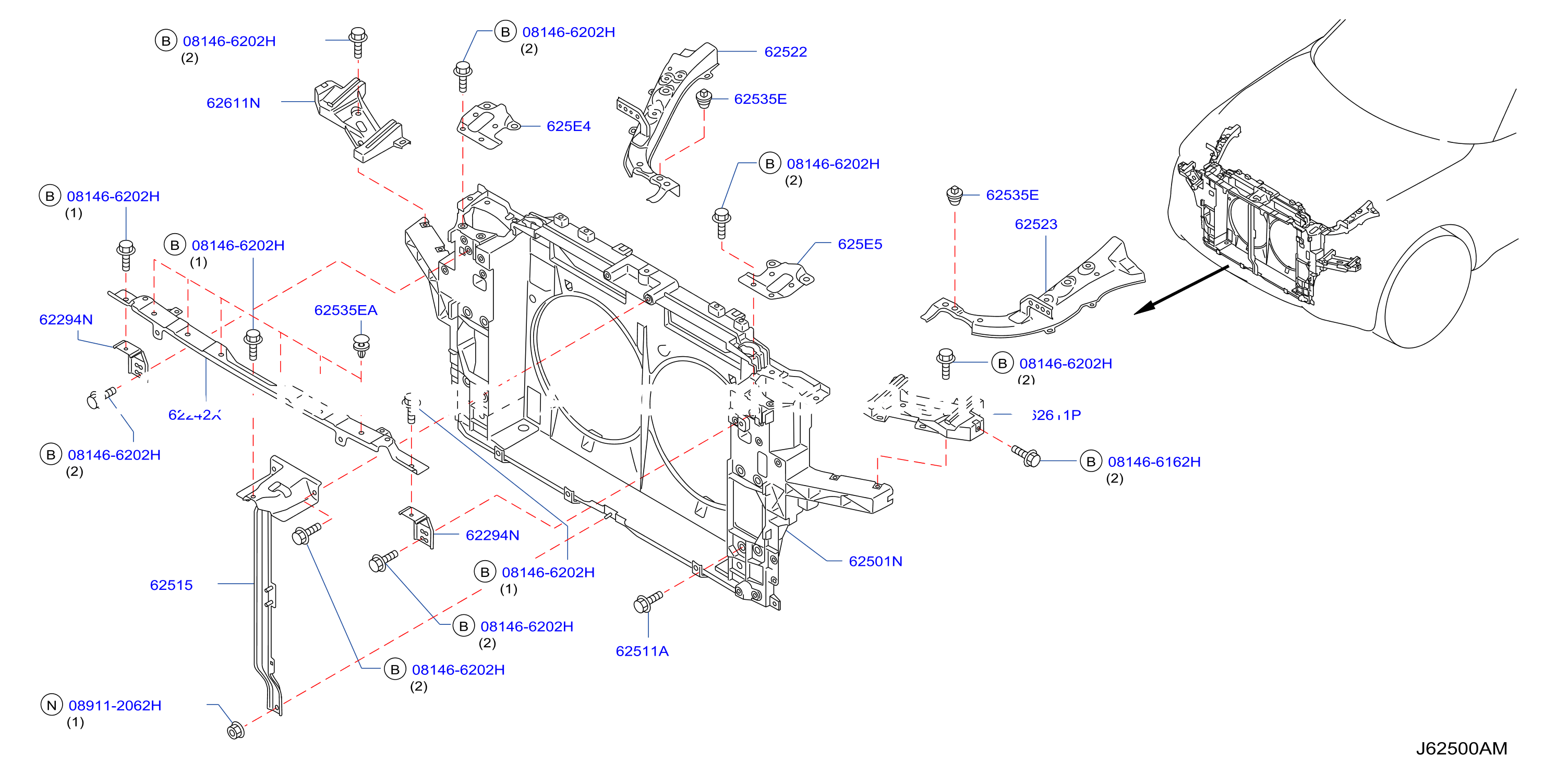 Front Apron Radiator Core Support