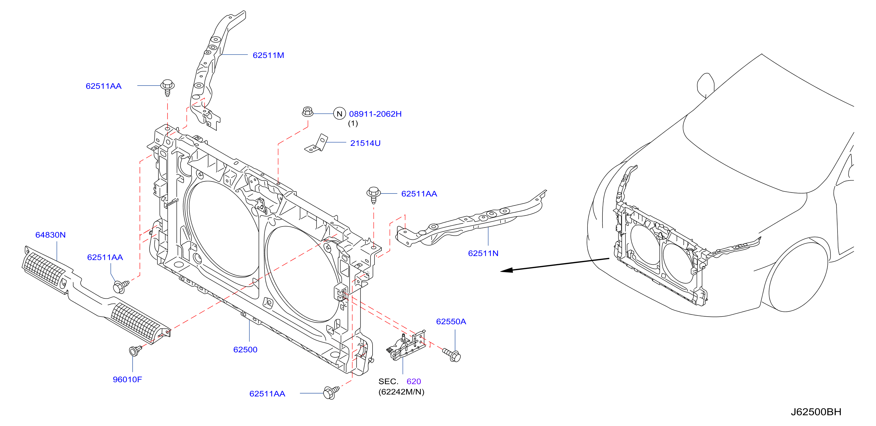 Front Apron Radiator Core Support